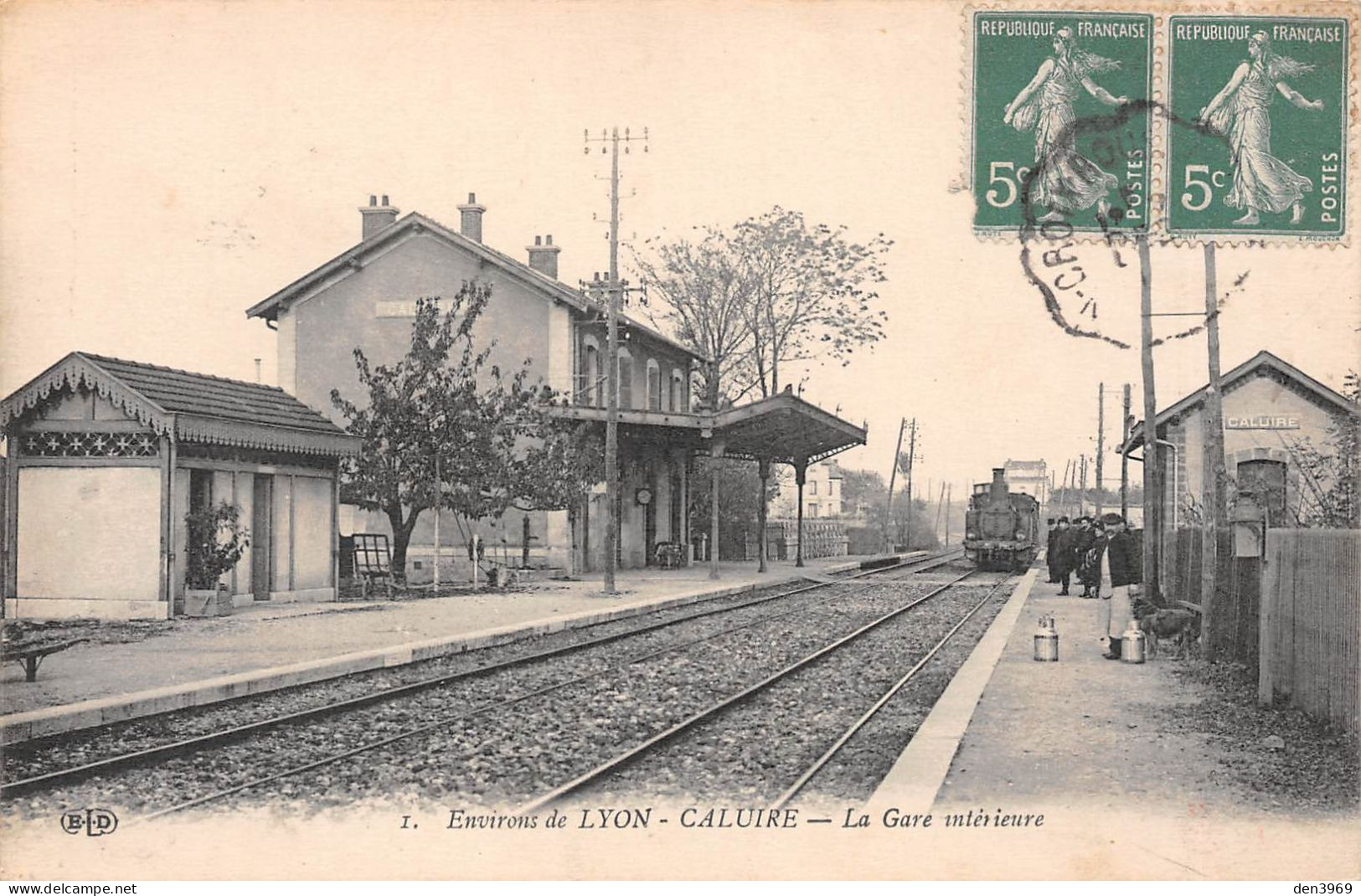 CALUIRE (Rhône) - La Gare Intérieure - Arrivée Du Train - Voyagé 1916 (2 Scans) Marie Roy à Orbagna Par Beaufort Jura - Caluire Et Cuire