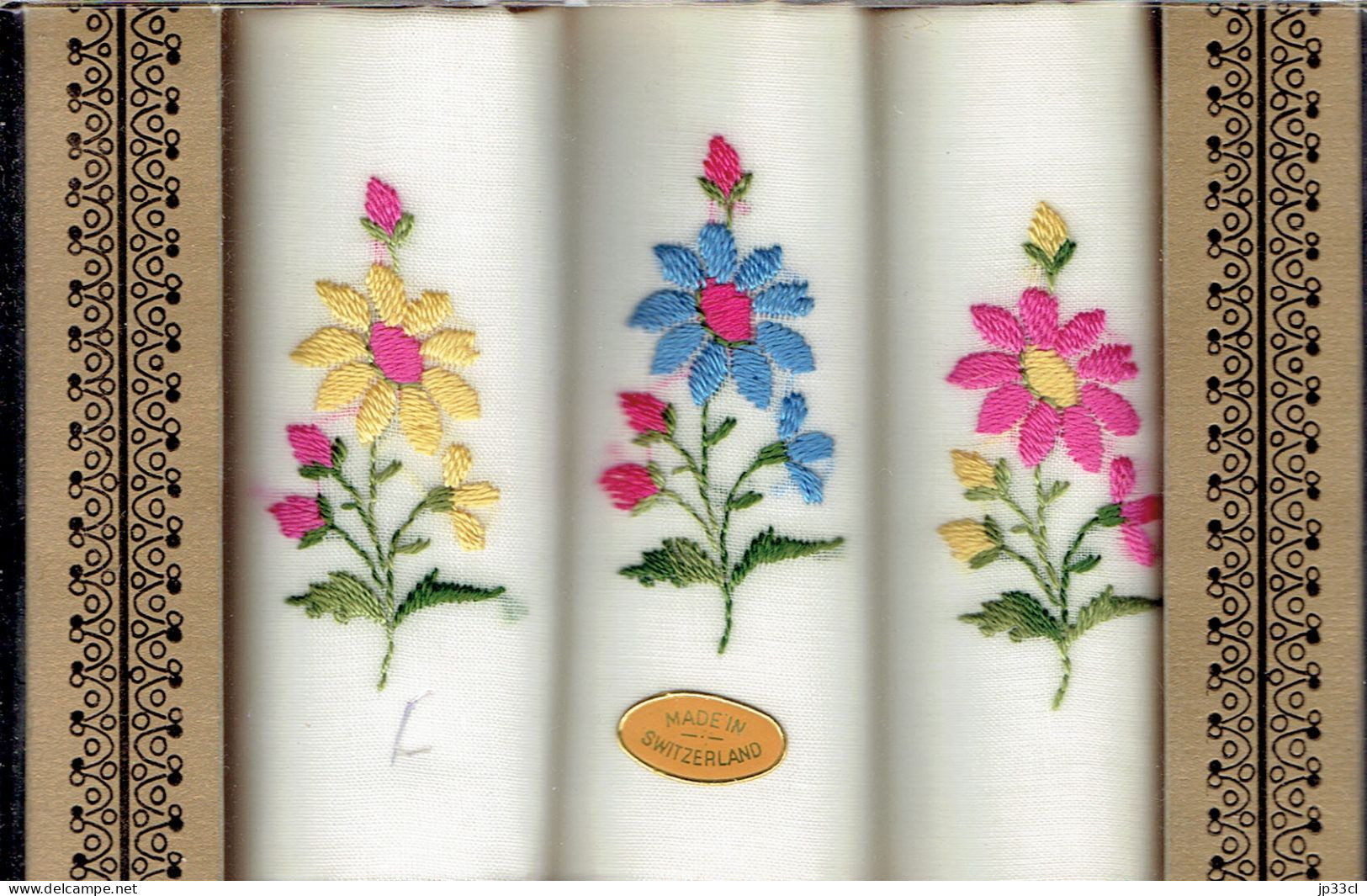 Boîte De 3 Anciens Mouchoirs - Zakdoeken (Made In Switzerlan) - Handkerchiefs