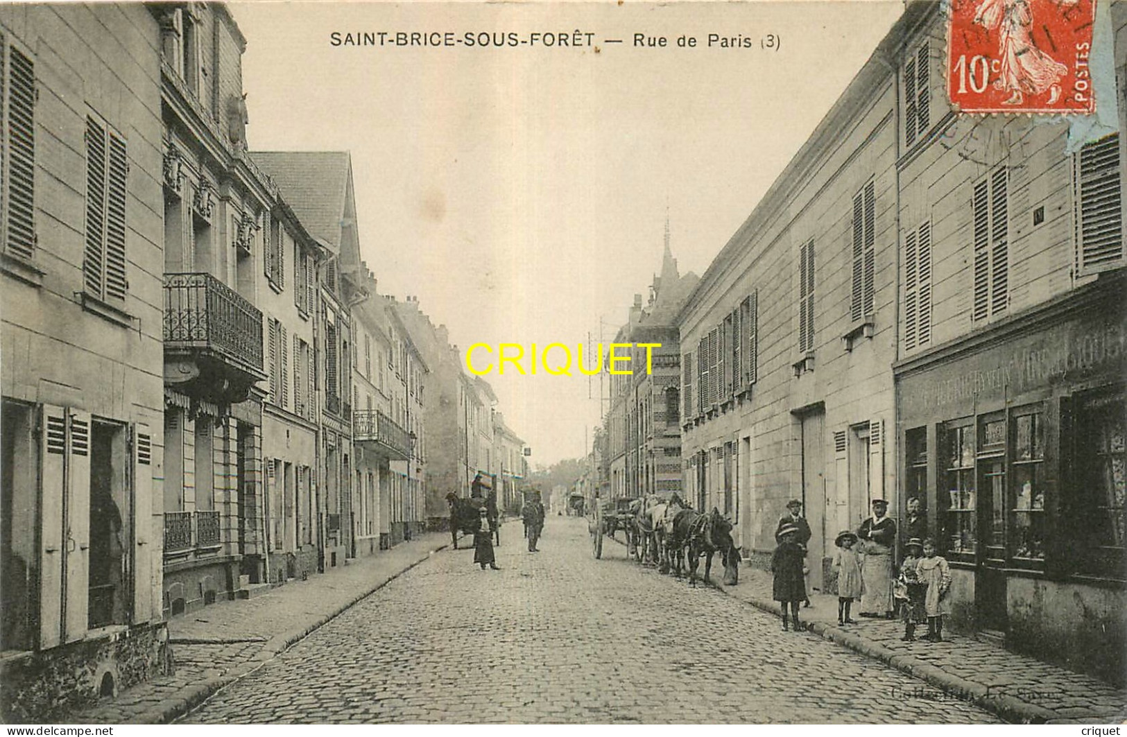 95 St Brice Sous Forêt, Rue De Paris, Commerçants Devant Leur Boutique ..., Affranchie 1909 - Saint-Brice-sous-Forêt