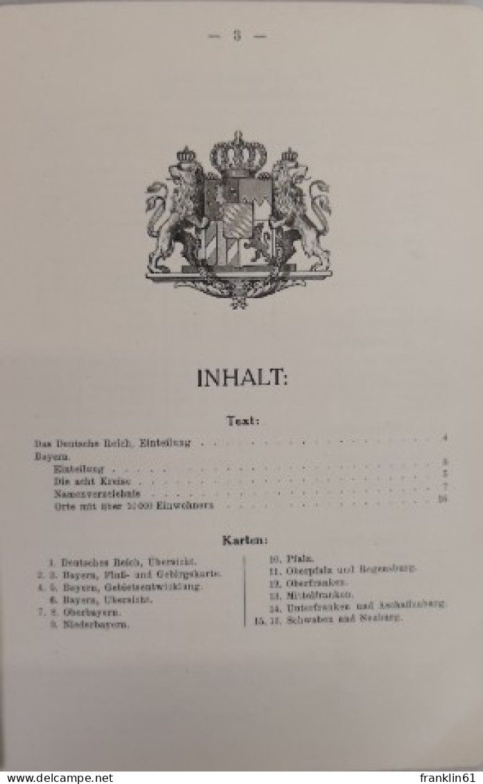 No. 9. Bayern. 16 Farbige Spezialkarten Mit Text Und Namensverzeichnis Des Bayerischen Gebietes. - Mapamundis
