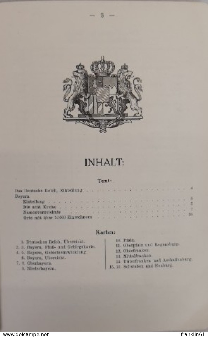 No. 9. Bayern. 16 Farbige Spezialkarten Mit Text Und Namensverzeichnis Des Bayerischen Gebietes. - Mappemondes