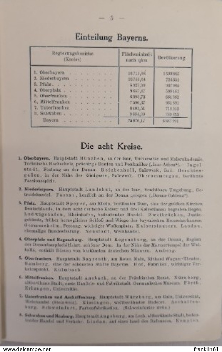 No. 9. Bayern. 16 Farbige Spezialkarten Mit Text Und Namensverzeichnis Des Bayerischen Gebietes. - Mappamondo