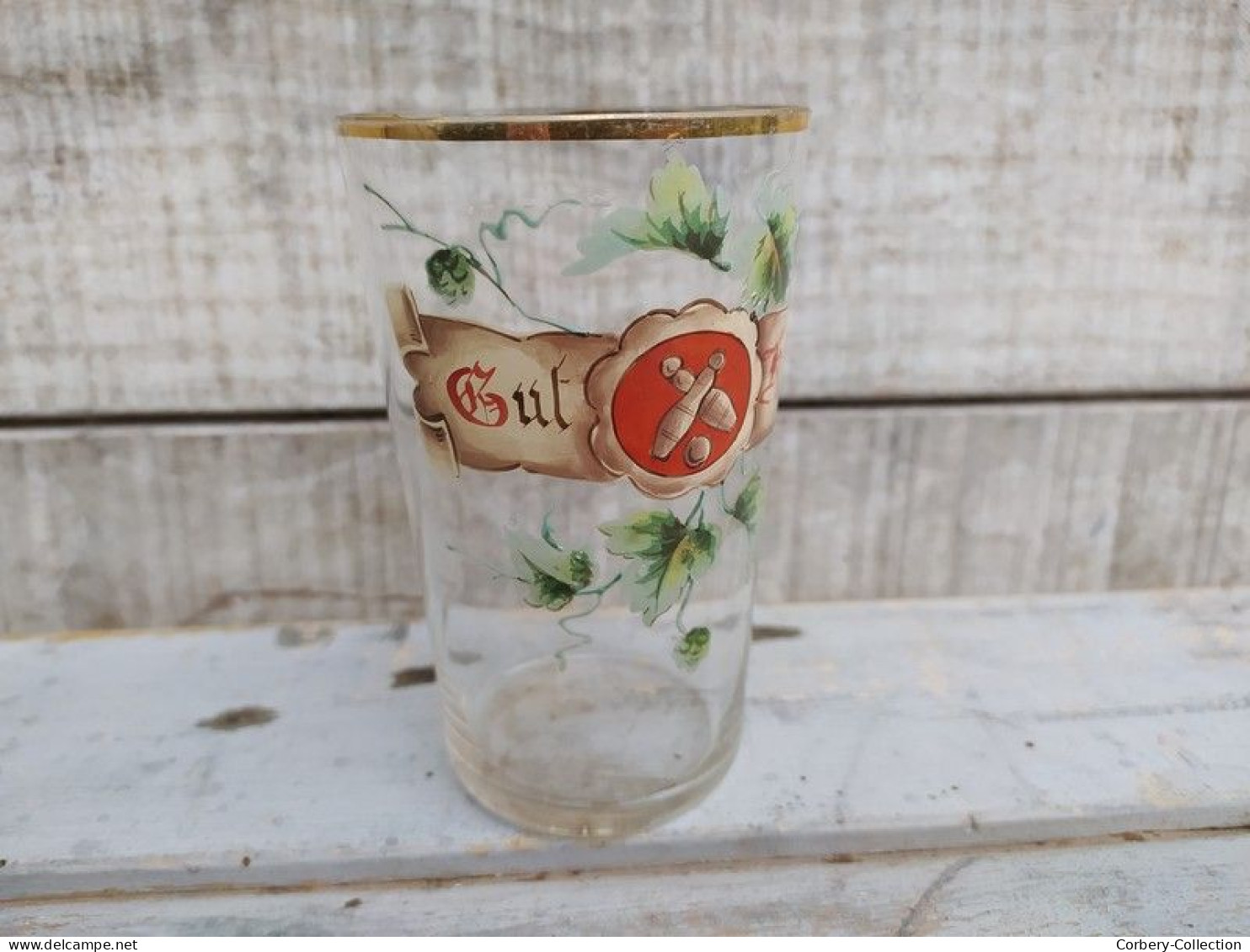 Ancienne Verre Emaillé Allemand Gut Holz Bowling Jeu De Quilles Bistro Allemagne Début XXème - Alcolici