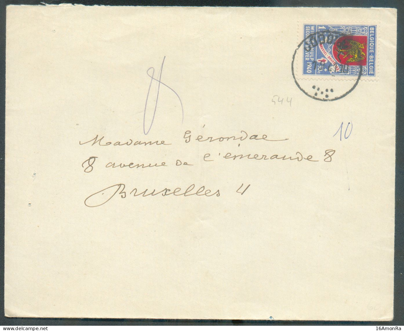 N°544 - Affr. ARMOIRIE Secours D'Hiver à 1Fr.75 Obl. Sc JODOIGNE 1-9-41 Sur Lettre  Vers Bruxelles -  21697 - Cartas & Documentos