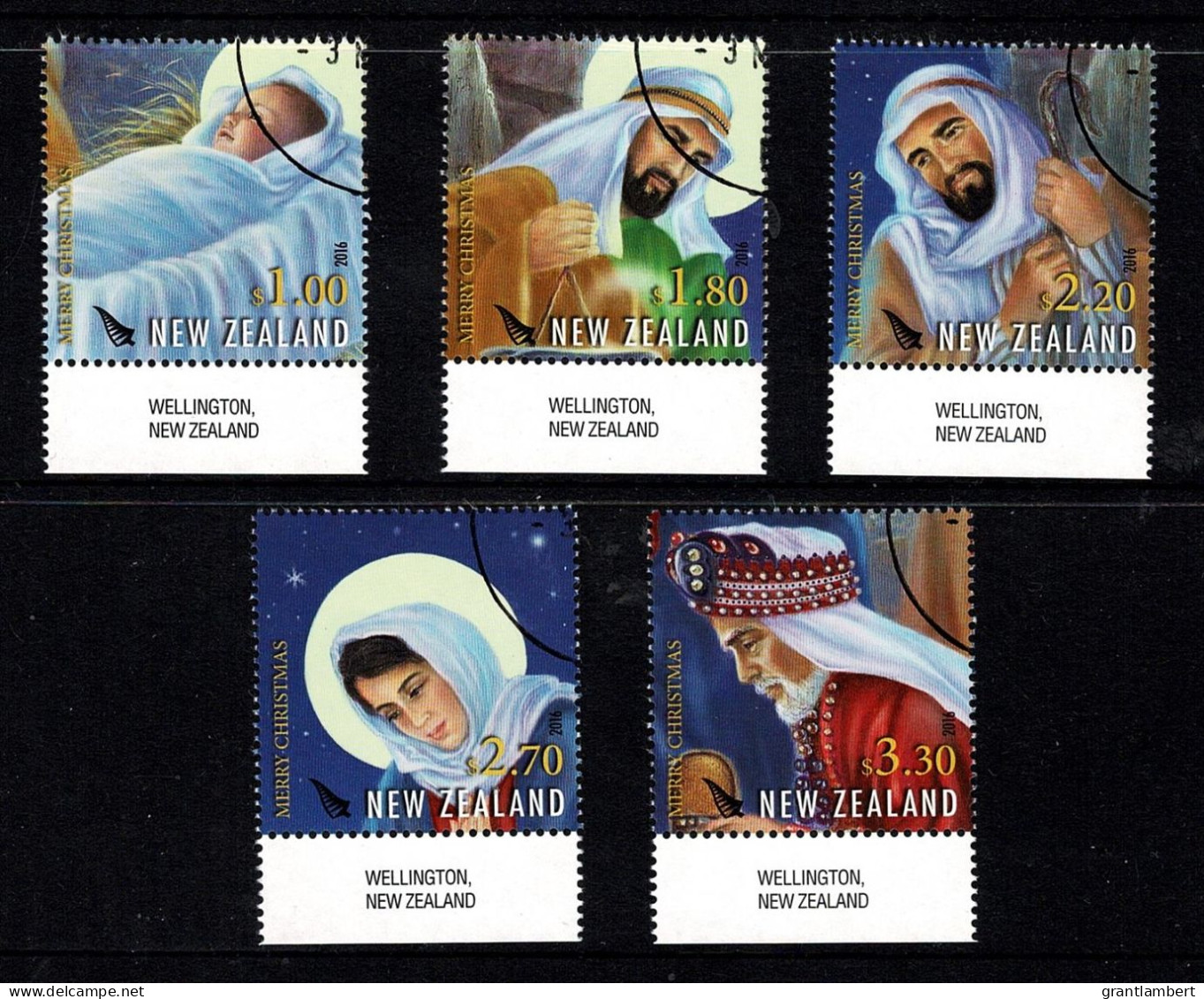 New Zealand 2016 Christmas  Marginal Set Of 5 Used - Oblitérés