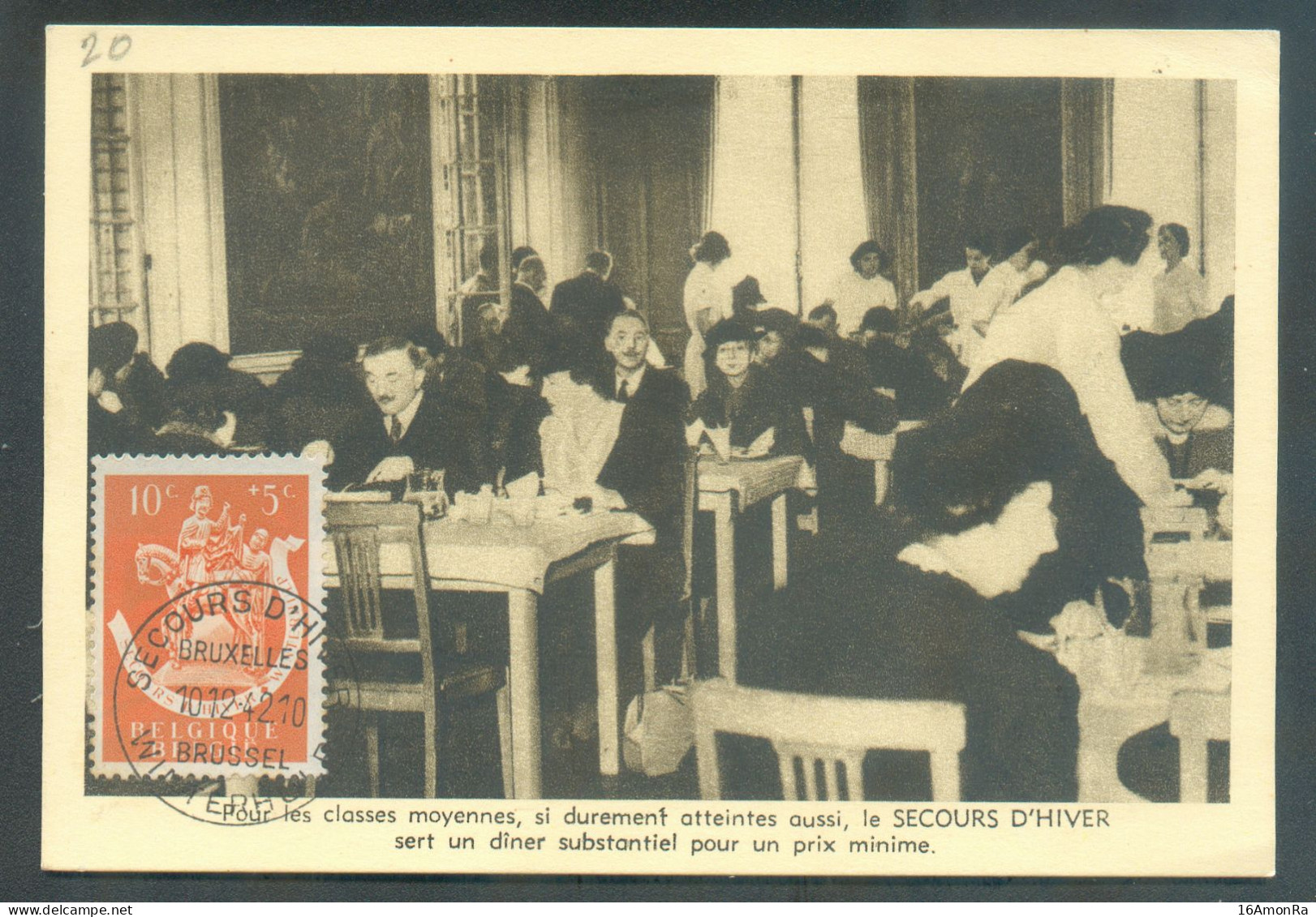 N°603 - Affr.  Secours D'Hiver à 10c. Obl. Sc SECOURS D'HIVER BRUXELLES 10.12.1942  Sur Carte Maxima  -  21699 - Lettres & Documents