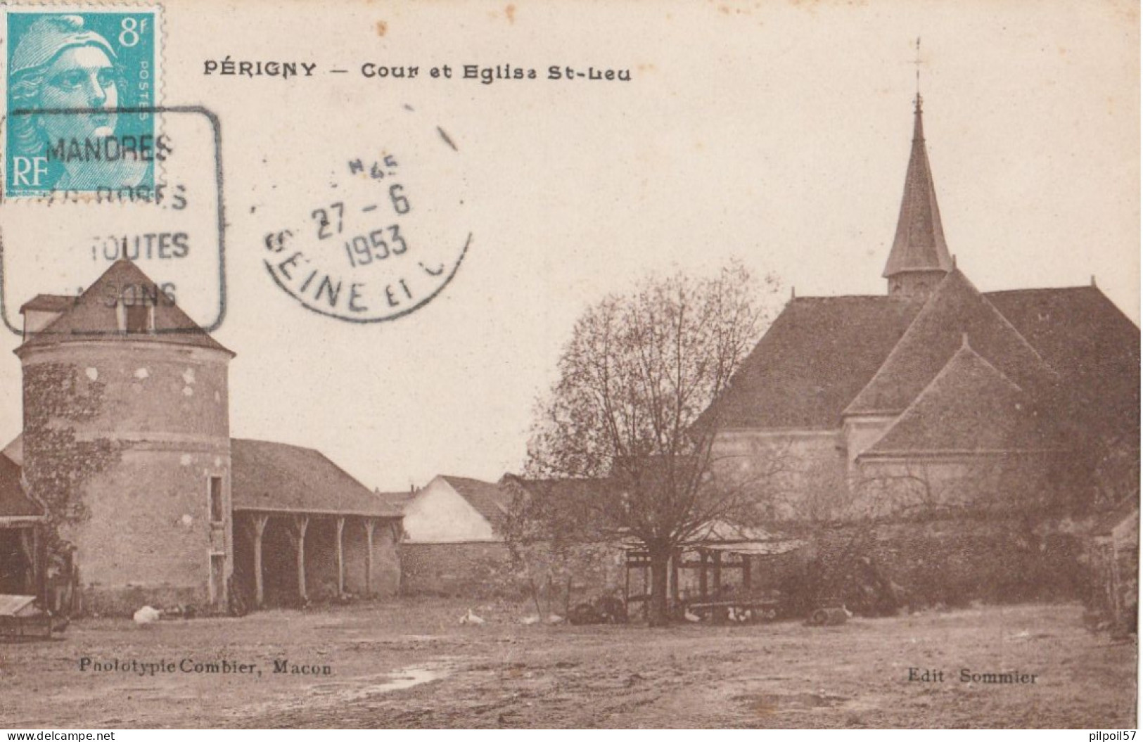 94 - PERIGNY - Cour Et Eglise St-Leu - Perigny