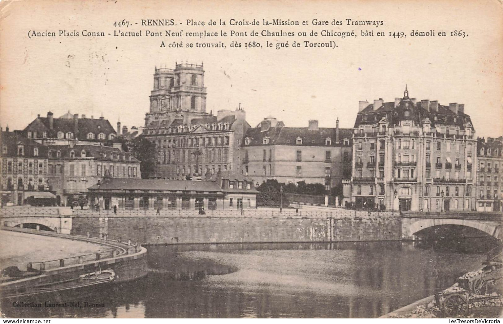 FRANCE - Rennes - Place De La Croix De La Mission Et Gare Des Tramways - Carte Postale Ancienne - Rennes