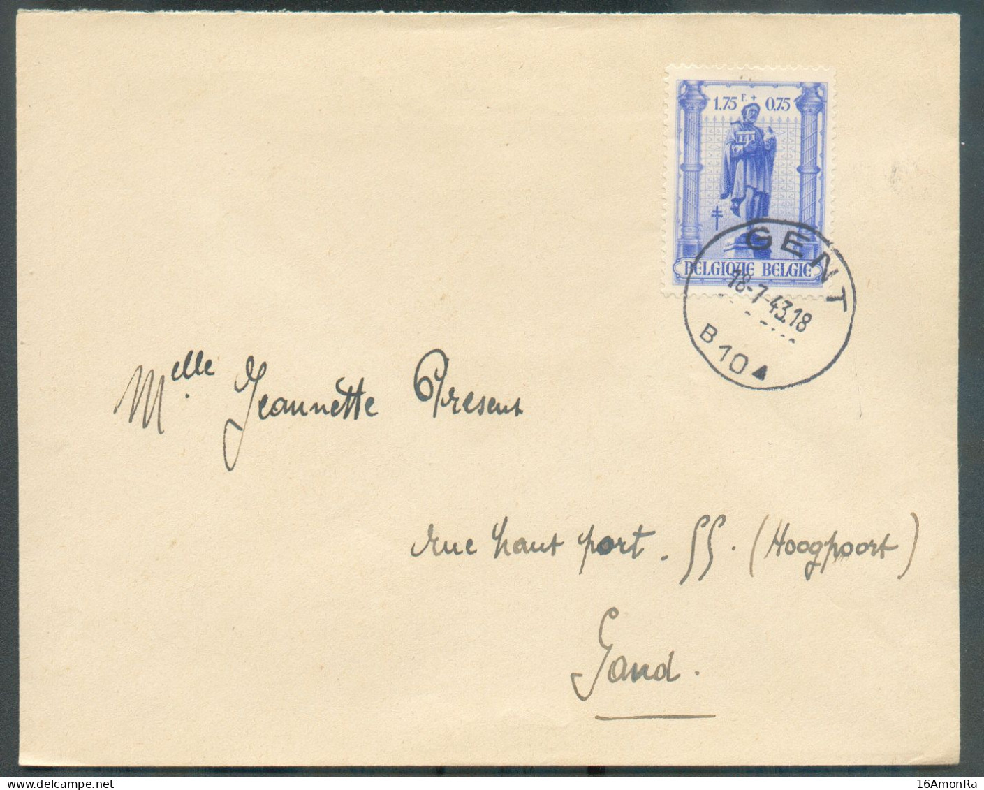 N°620 - Affr.  METIERS à 1Fr. 75 Obl. Sc GENT 18.7.43 Sur Lettre Vers Gand -  21702b - Cartas & Documentos