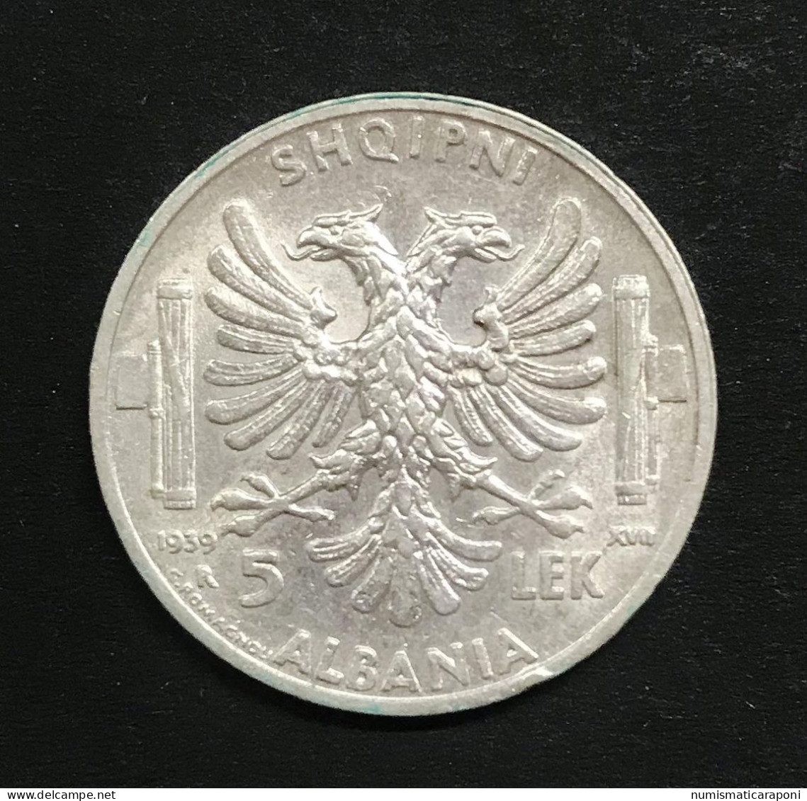 Italy ITALIA Colonia D'Albania 5 Lek 1939 Bell'esemplare Q.spl E.002 - Albanië