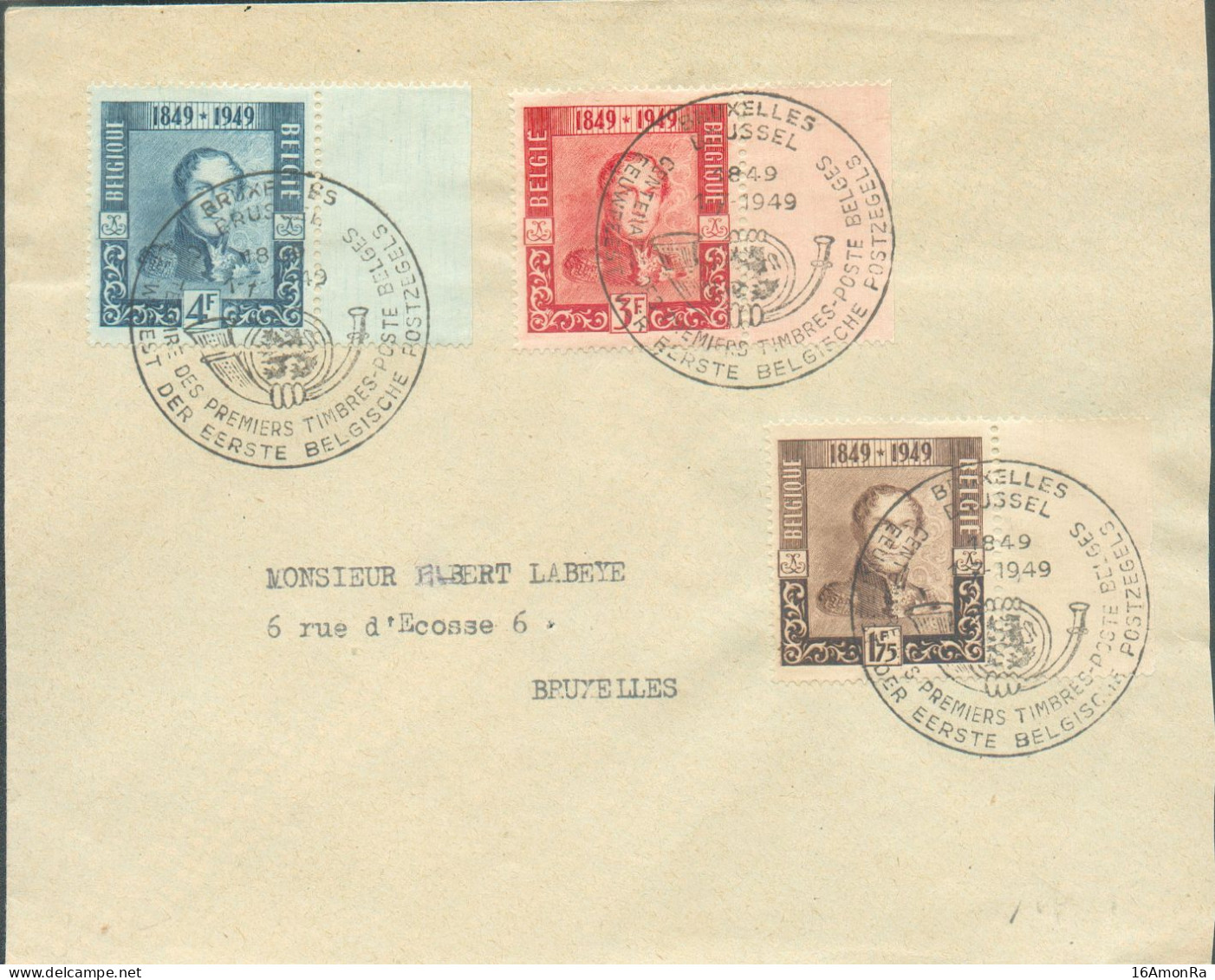 N°808/810 -  Affr. EPAULETTES (centenaire) à 8Fr75  Obl. Sc BRUXELLESCENTENAIRE DES PREMIERS T-P Belges Sur Lettre Du 1- - Storia Postale