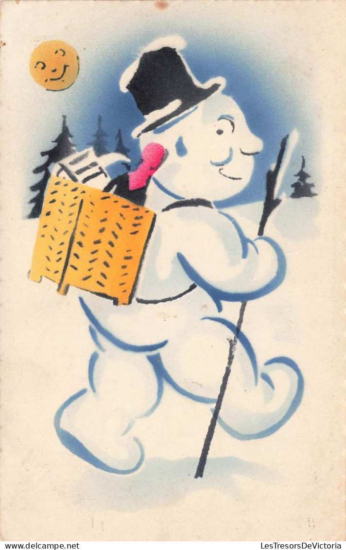 ILLUSTRATEUR - Un Bonhomme De Neige Ambulant - Colorisé - Carte Postale Ancienne - Other & Unclassified