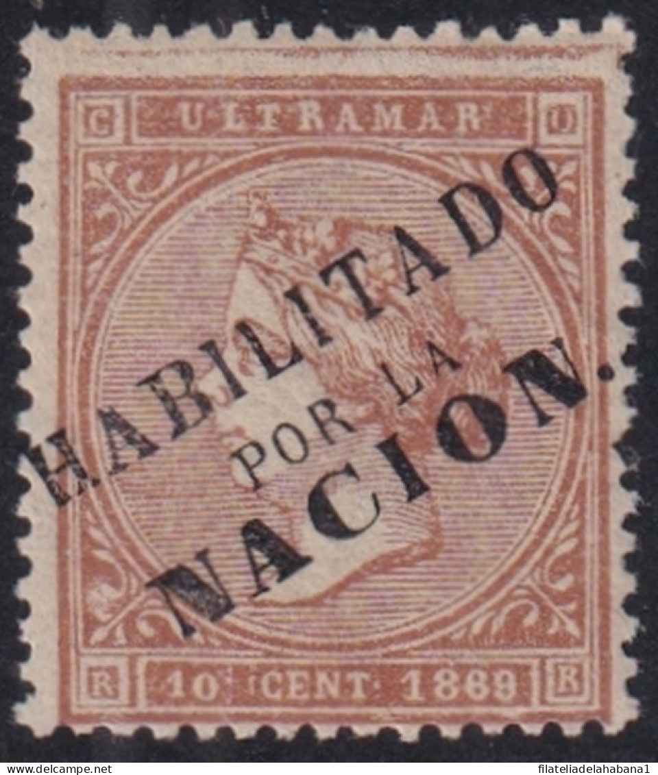 1869-144 CUBA SPAIN 1869 10c HABILITADO POR LA NACION ORIGINAL. - Prephilately