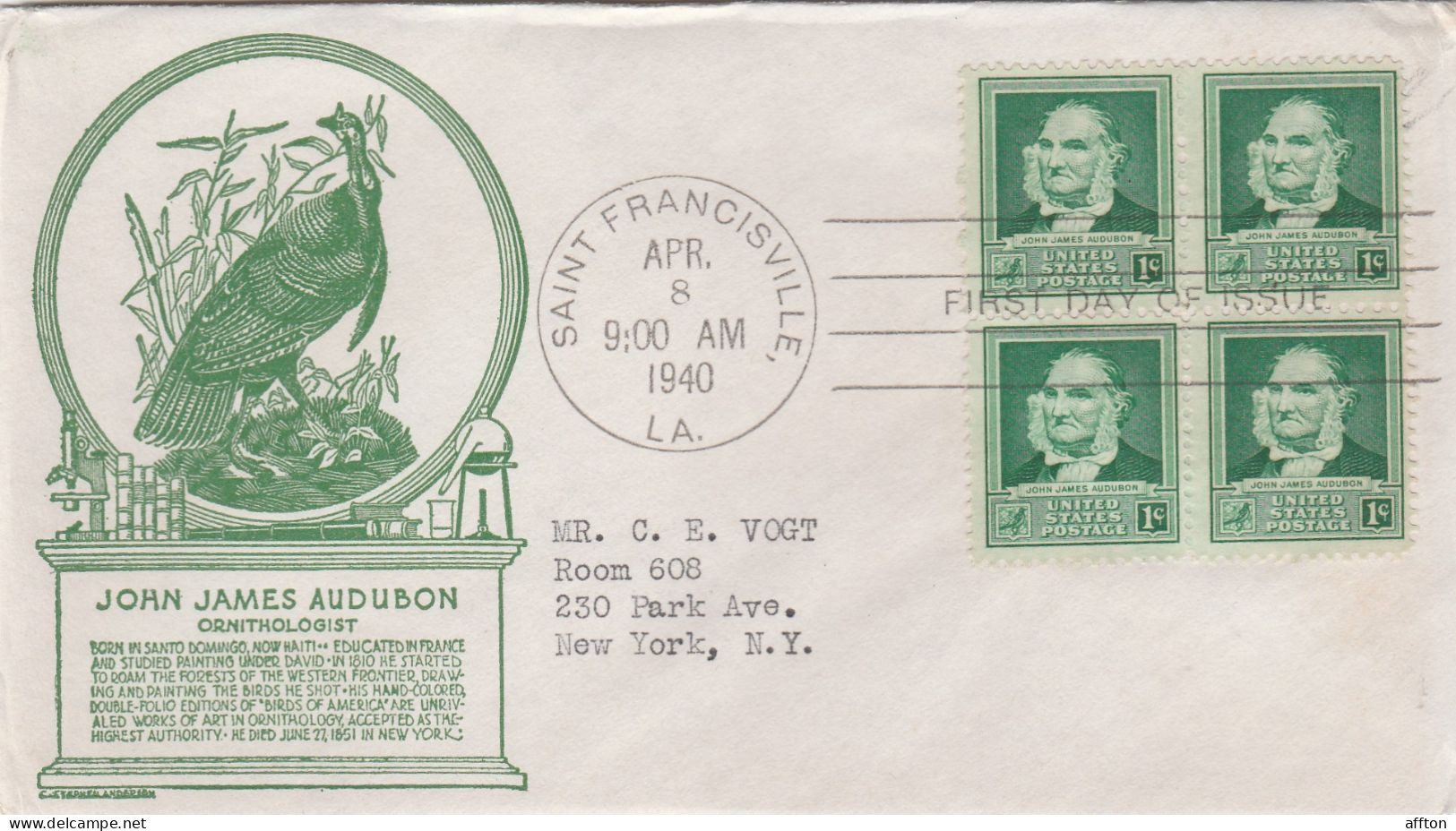 United States 1940 FDC Mailed Block Of 4 Stamps - 1851-1940