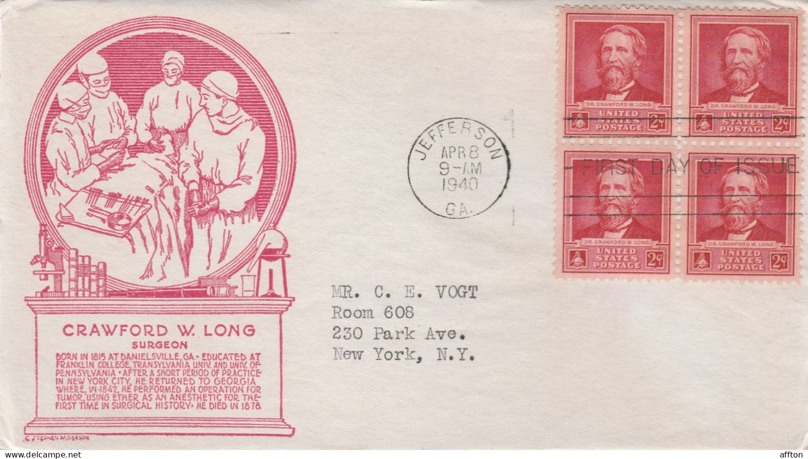 United States 1940 FDC Mailed Block Of 4 Stamps - 1851-1940