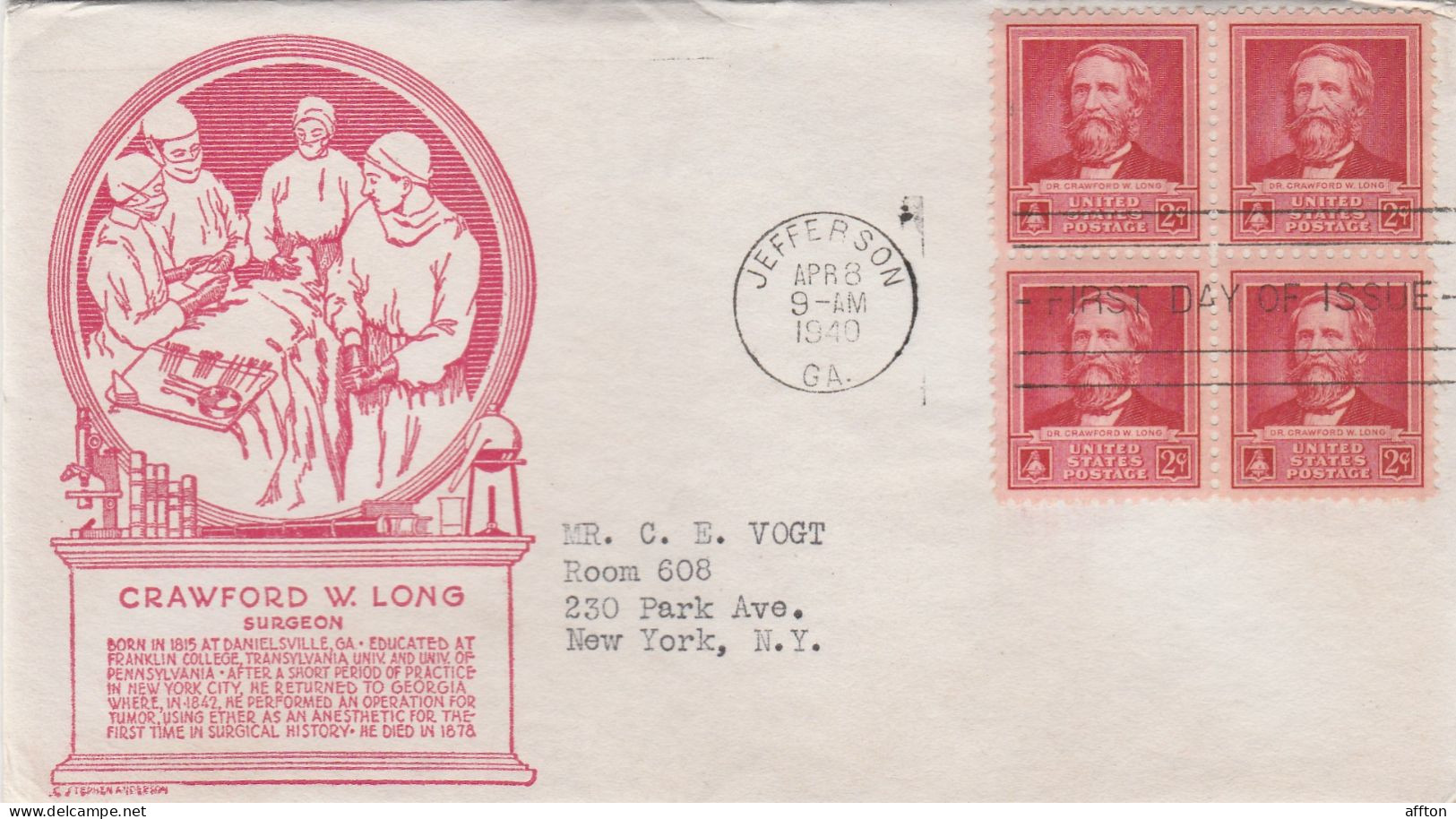 United States 1940 FDC Mailed Block Of 4 Stamps - 1851-1940