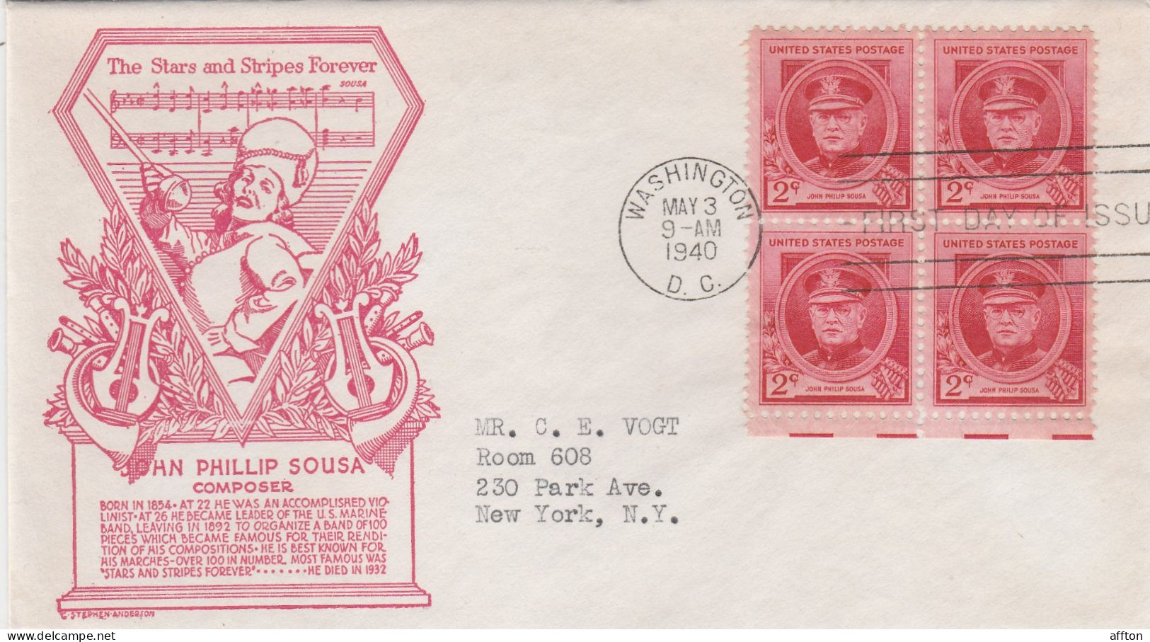 United States 1940 FDC Mailed Block Of 4 Stamps - 1851-1940