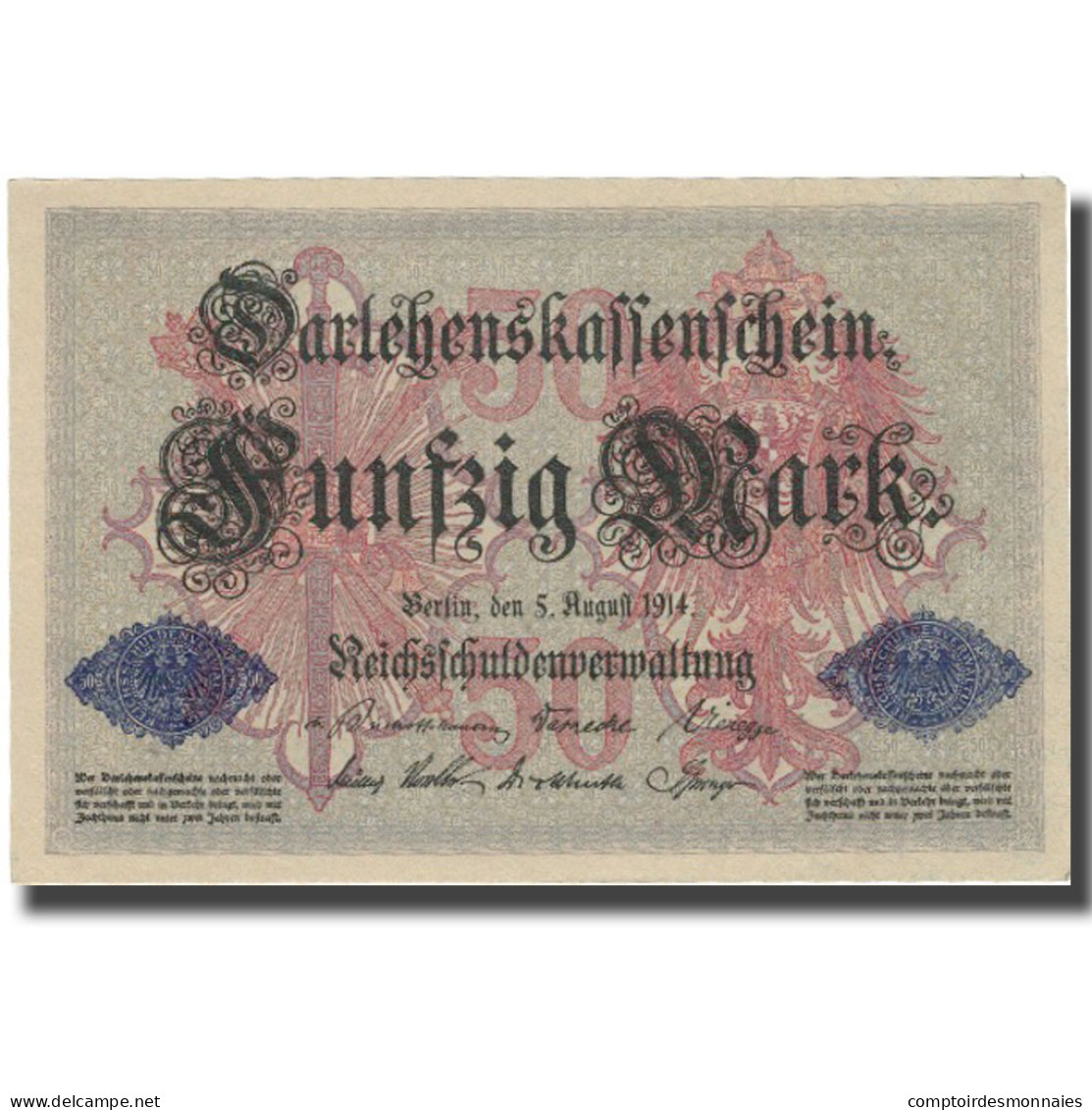 Billet, Allemagne, 50 Mark, 1914, 1914-08-05, KM:49b, SPL+ - 50 Mark