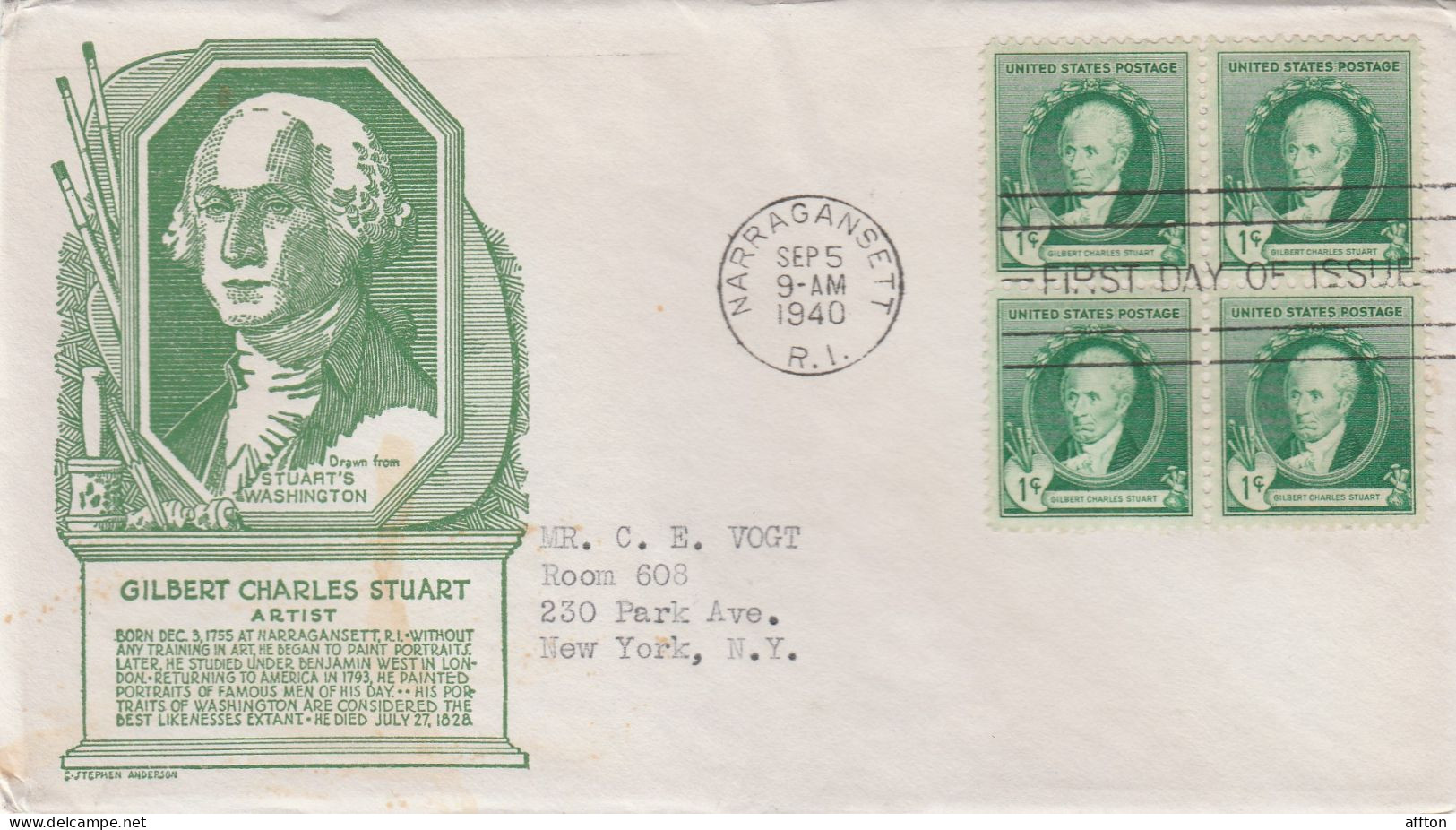 United States 1940 FDC Mailed Block Of 4 Stamps - 1851-1940