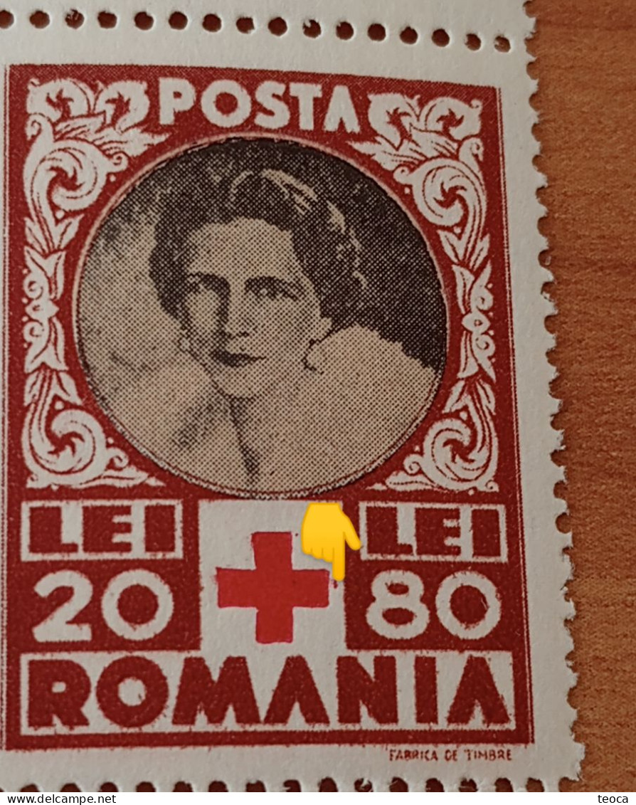 Stamps Errors Romania 1945 Redd Criss Printed With Point Next To The Cross Unused - Errors, Freaks & Oddities (EFO)