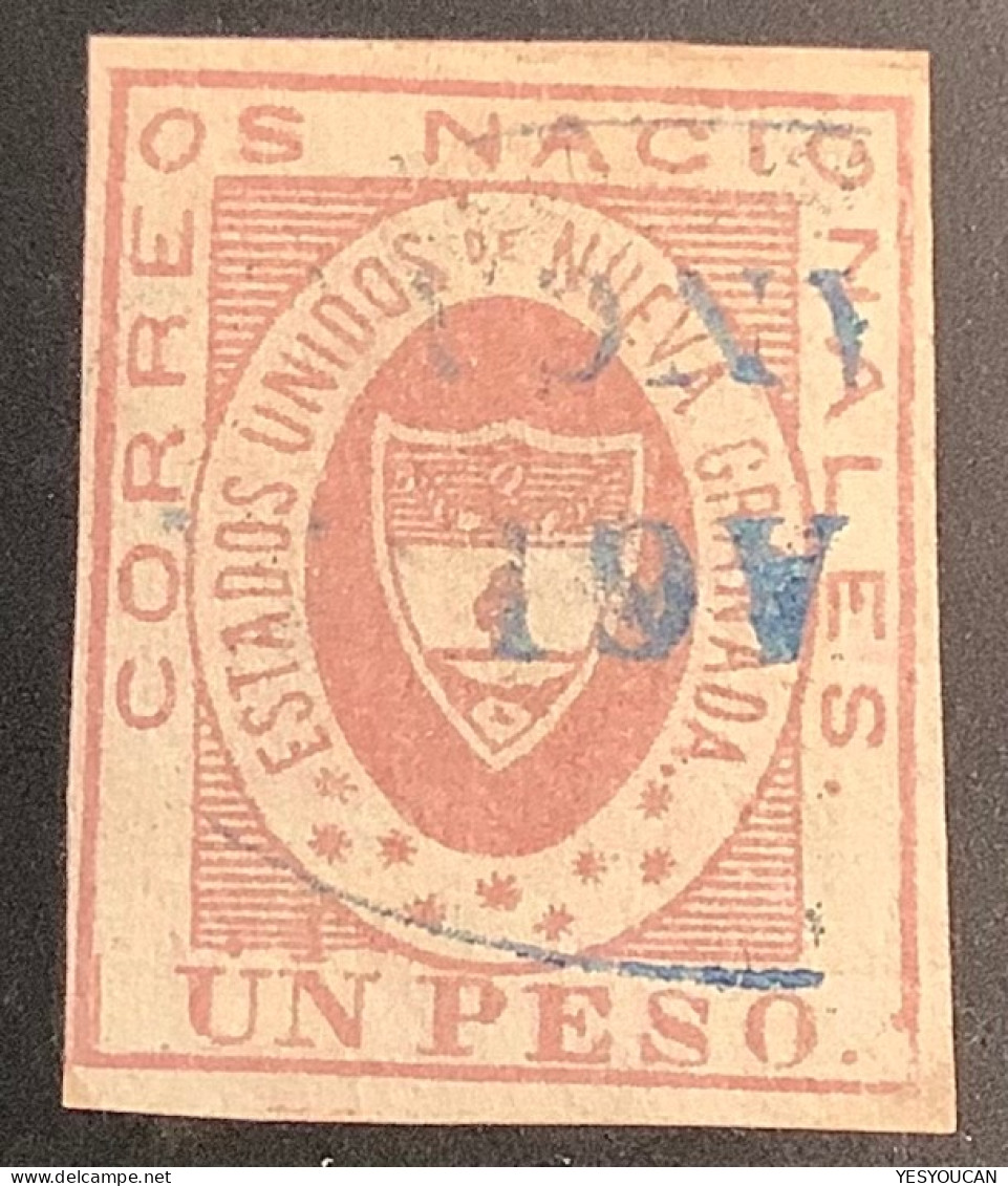 Colombia 1861 1p Pink Position 8 Sc.18 VF Used. United States Of New Granada / Etats-Unis De La Nouvelle-Grenade YT 14 - Colombie