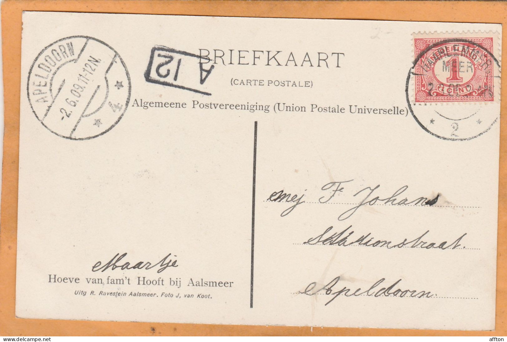 Aalsmeer Netherlands 1909 Postcard - Aalsmeer
