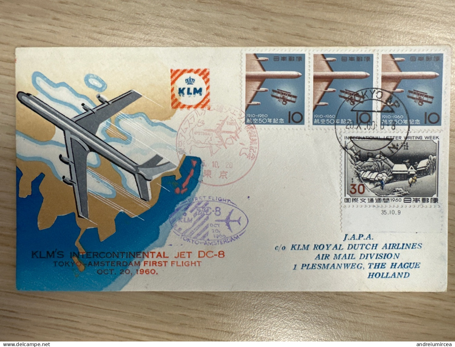 First Flight Tokyo -Amsterdam 1960 - Briefe U. Dokumente