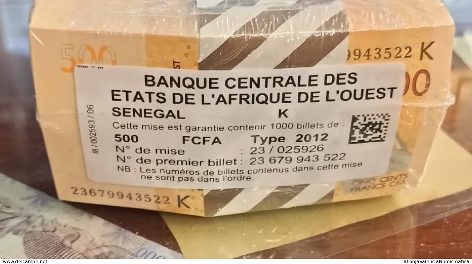 West African St. Senegal Bundle 100 Billetes 500 Francs CFA 2023 Pick 719K News Sc Unc - Senegal