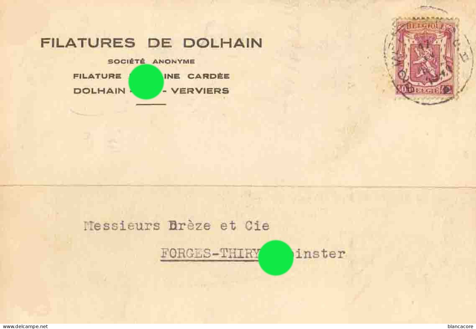 Carte Correspondance Des Filatures De Dolhain - Limbourg