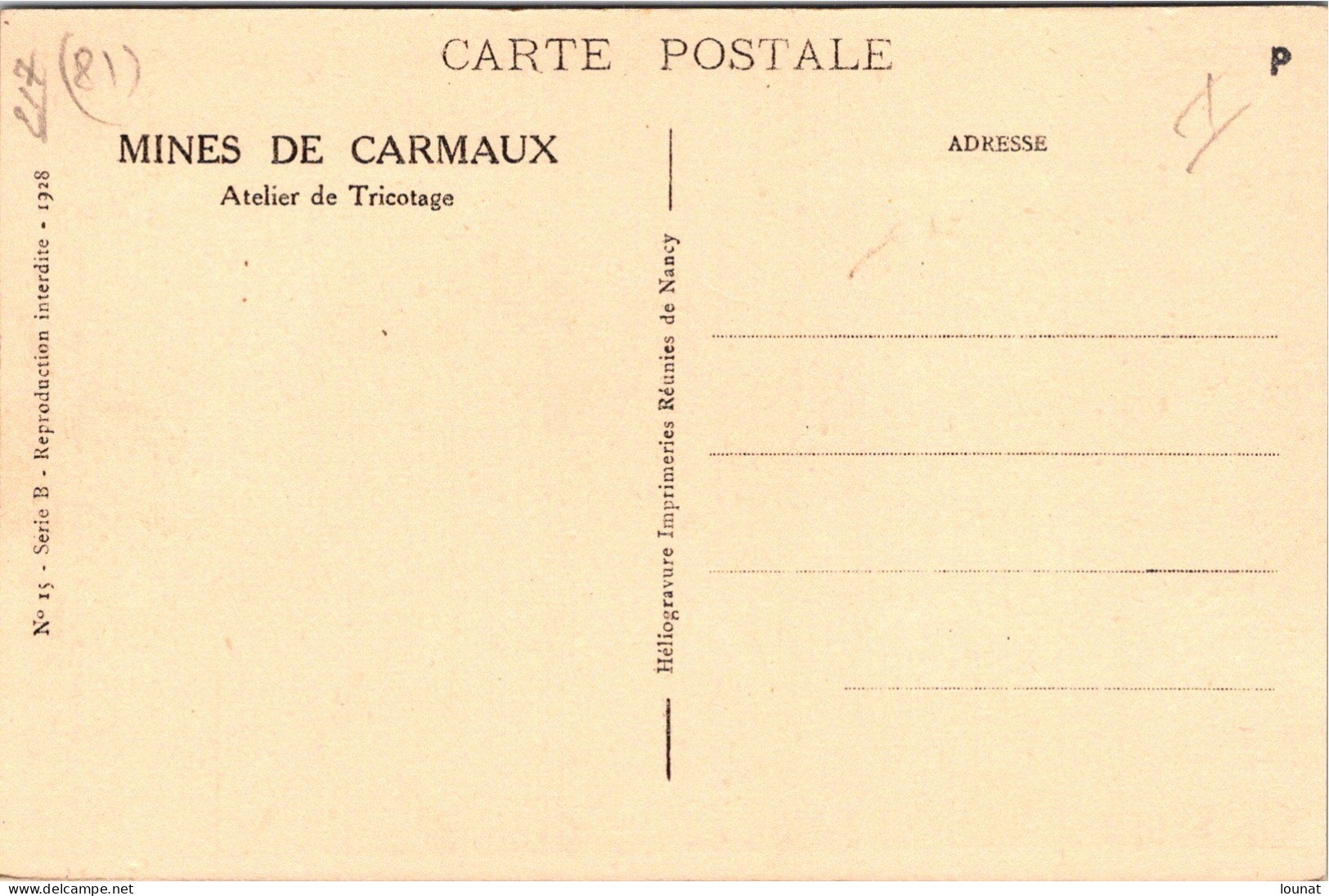 81 CARMAUX - Mines De CARMAUX - Atelier De Tricotage - Carmaux