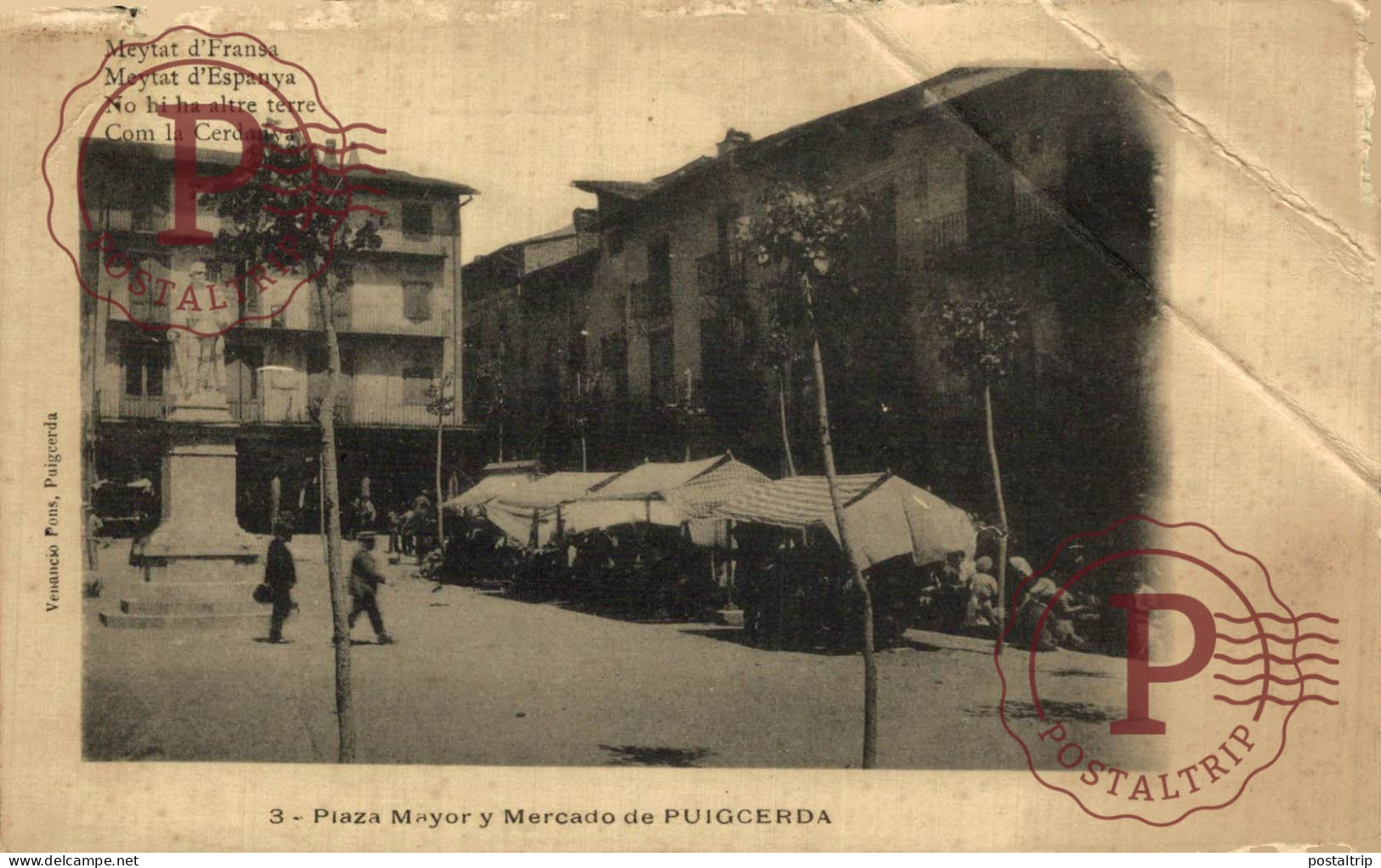 GERONA. GIRONA. PUIGCERDA. PLAZA MAYOR Y MERCADO. V. PONS. (deteriorada, Mire Escan) - Gerona