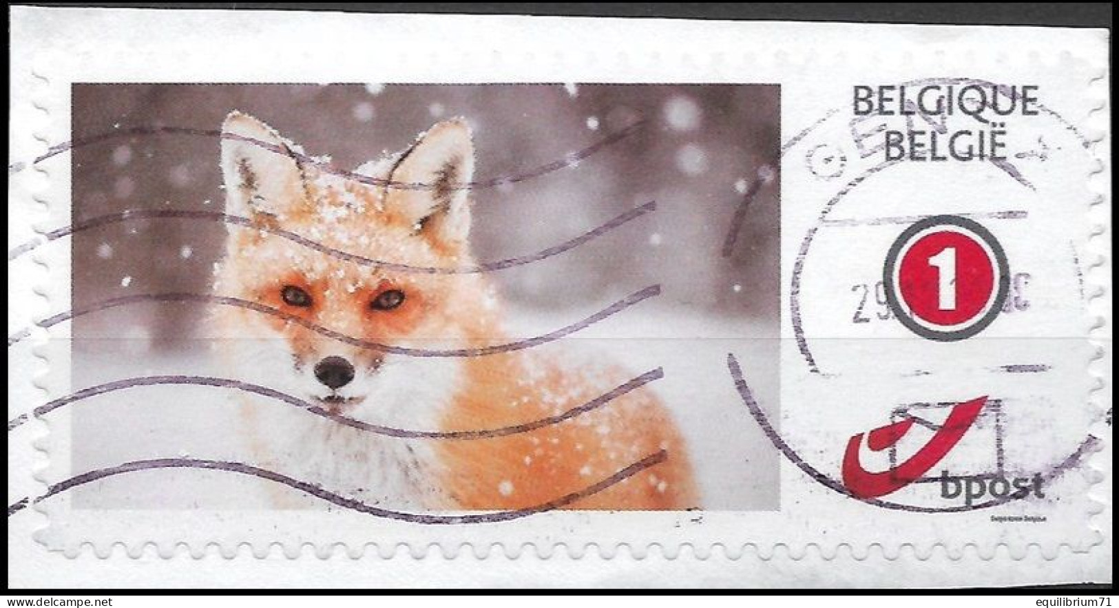 DUOSTAMP° / MYSTAMP° - Wonderful Winter - Renard / Vos / Fuchs / Fox / Vulpes - Autocollant/zelfklevend/Selbstklebend - Oblitérés