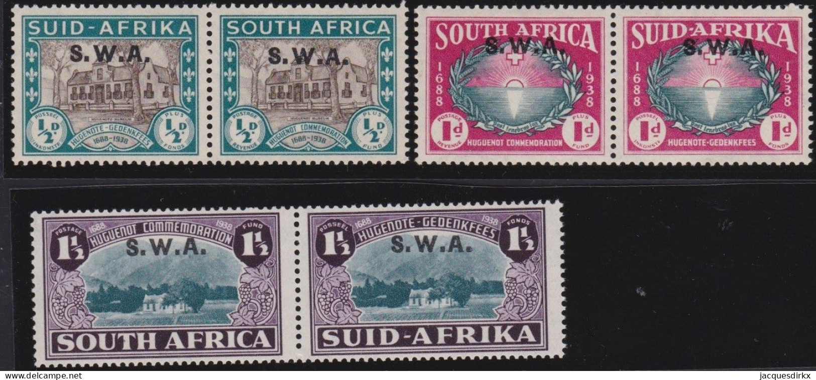 South-West Africa    .    SG    .    111/113   Paires      .    *    .    Mint-hinged - Südwestafrika (1923-1990)