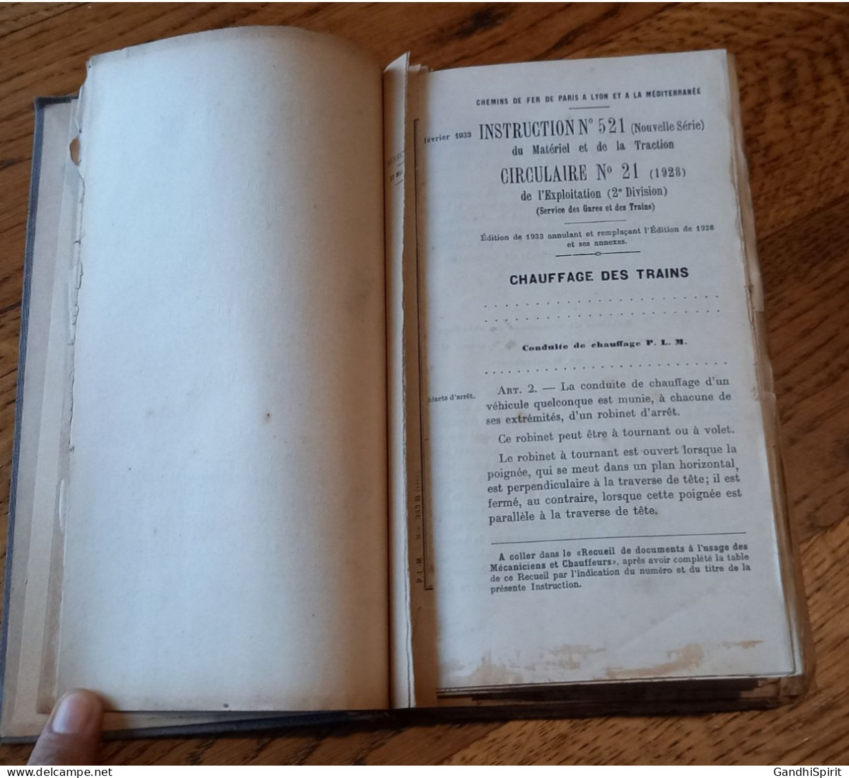 Chemins de Fer PLM - Recueil de Documents à l'Usage des Mécaniciens et Chauffeurs - Tirage de 1920