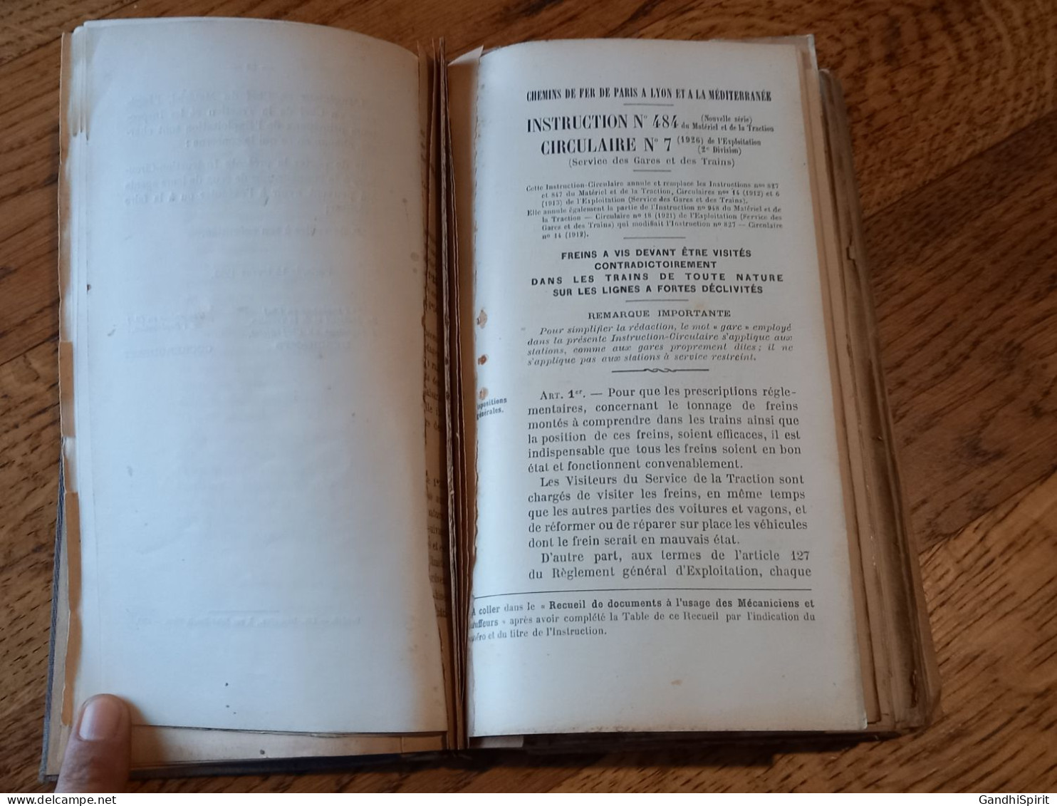 Chemins de Fer PLM - Recueil de Documents à l'Usage des Mécaniciens et Chauffeurs - Tirage de 1920