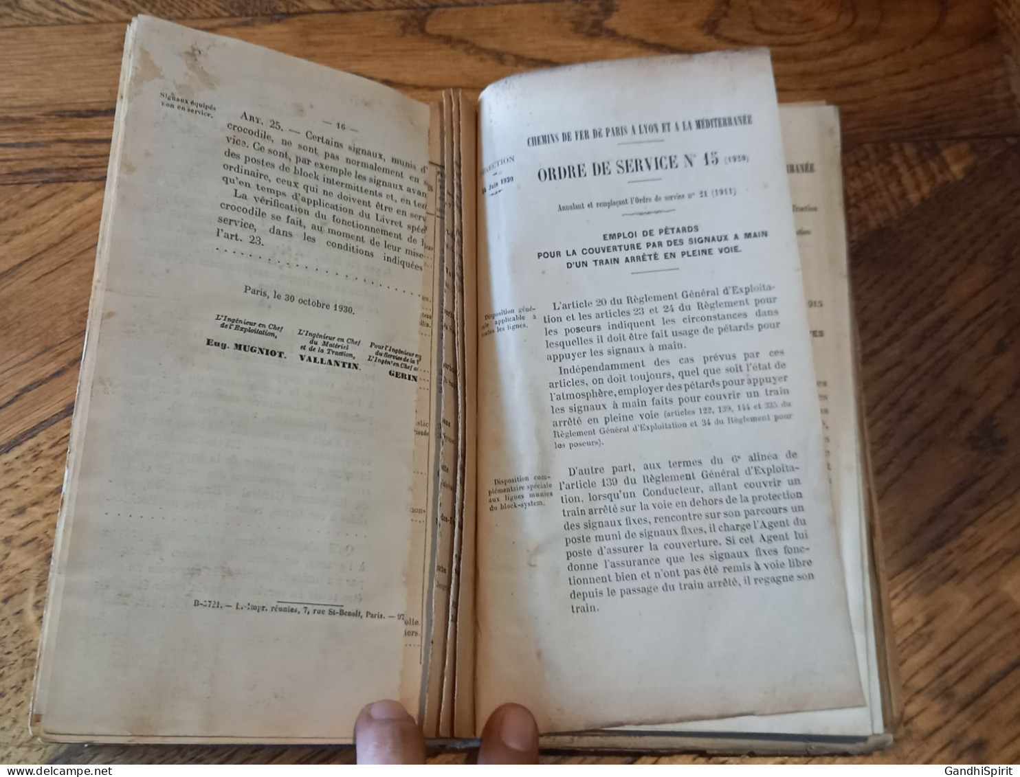 Chemins de Fer PLM - Recueil de Documents à l'Usage des Mécaniciens et Chauffeurs - Tirage de 1920