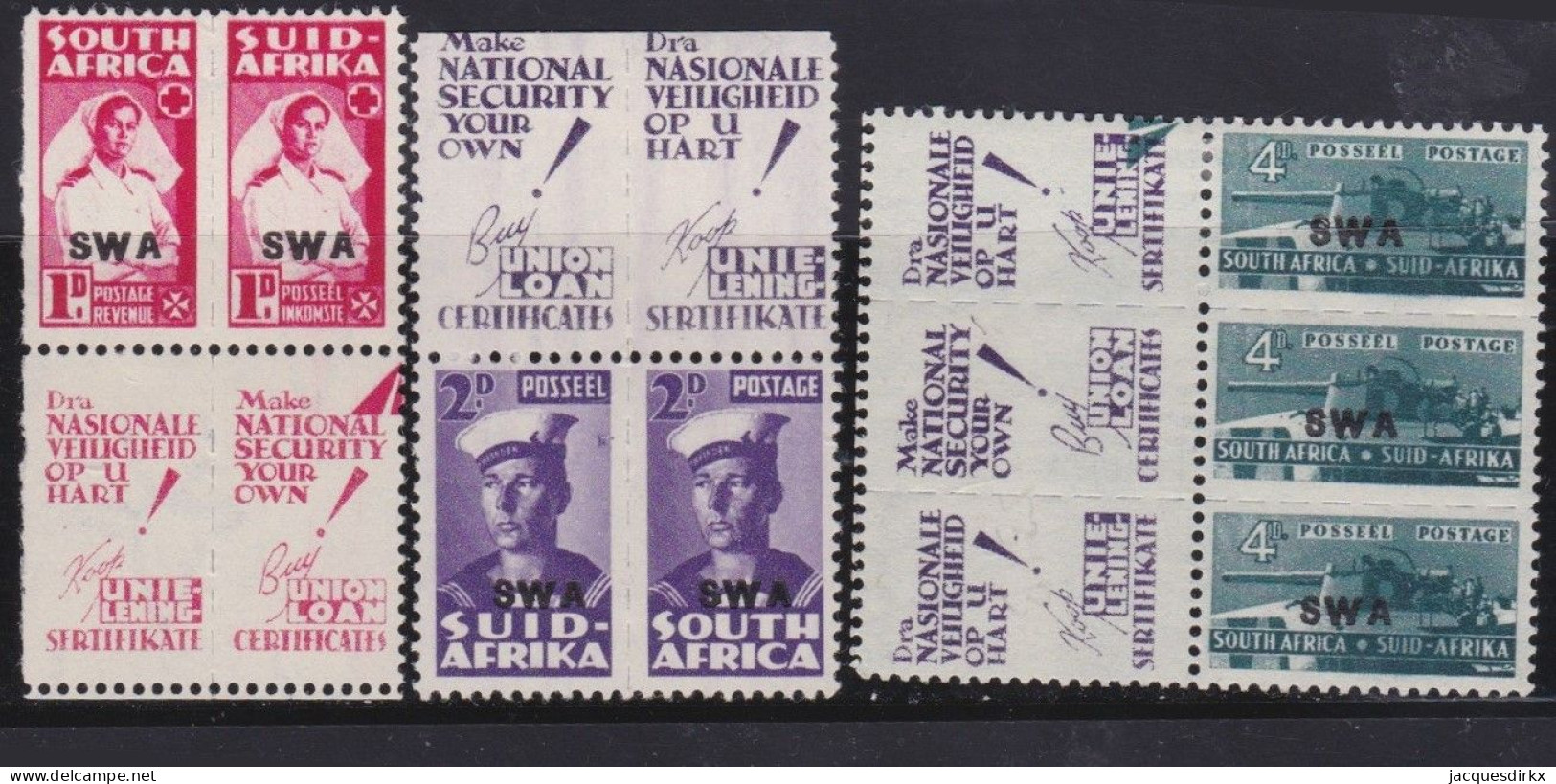 South-West Africa    .    SG    .    3  Paires  With Advertising    .    *    .    Mint-hinged - South West Africa (1923-1990)