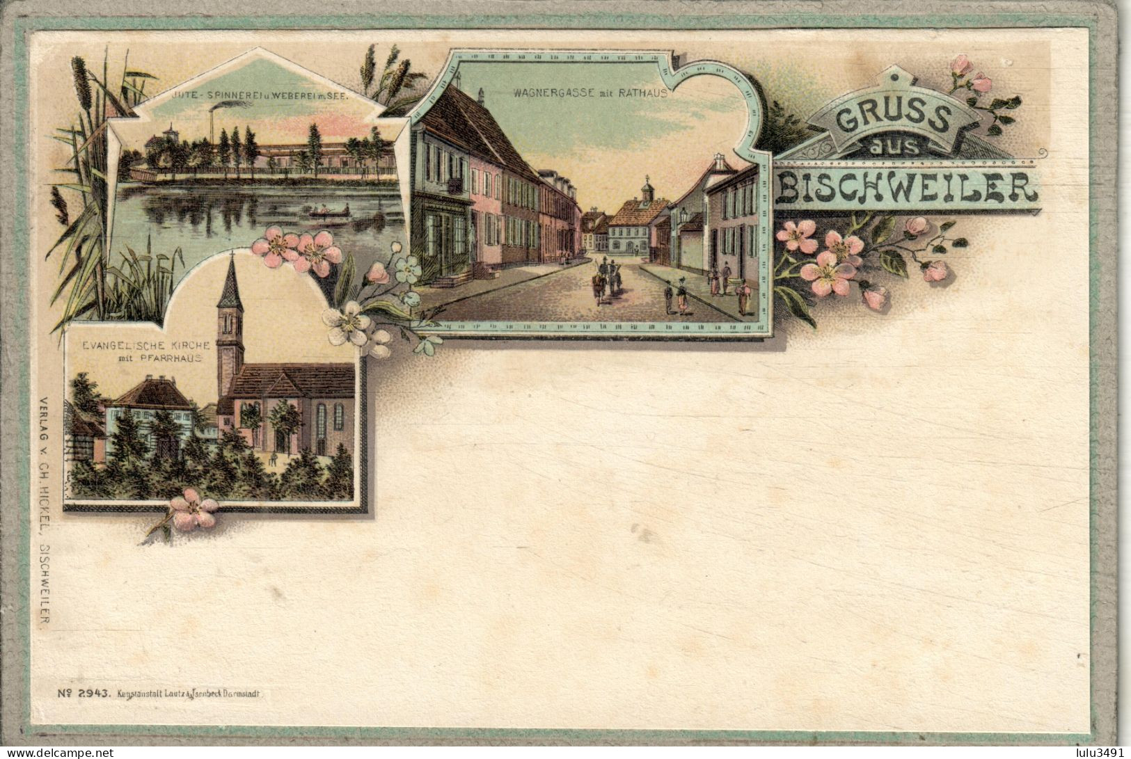 CPA (67) BISCHWILLER  - Carte Lithographique-multivues  De 1900 - Rue Wagner Et Usine Textile - Bischwiller