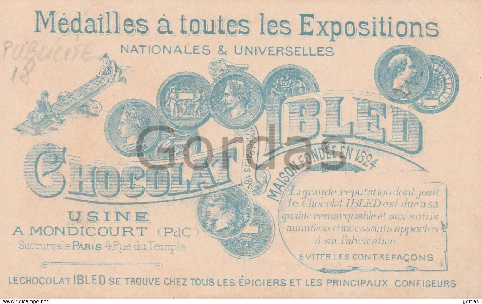 Chocolat Ibled - Publicite - Advertise - Trade Card - Ibled