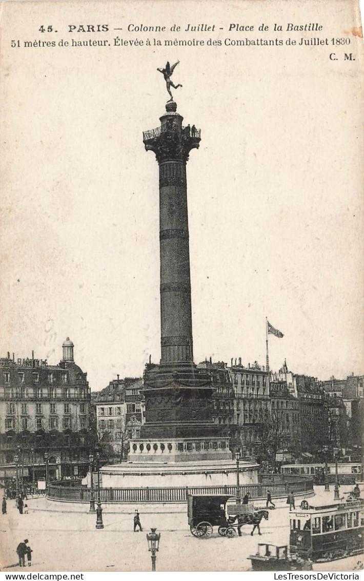 FRANCE - Paris - Colonne De Juillet - Place De La Bastille - Carte Postale Ancienne - Other Monuments