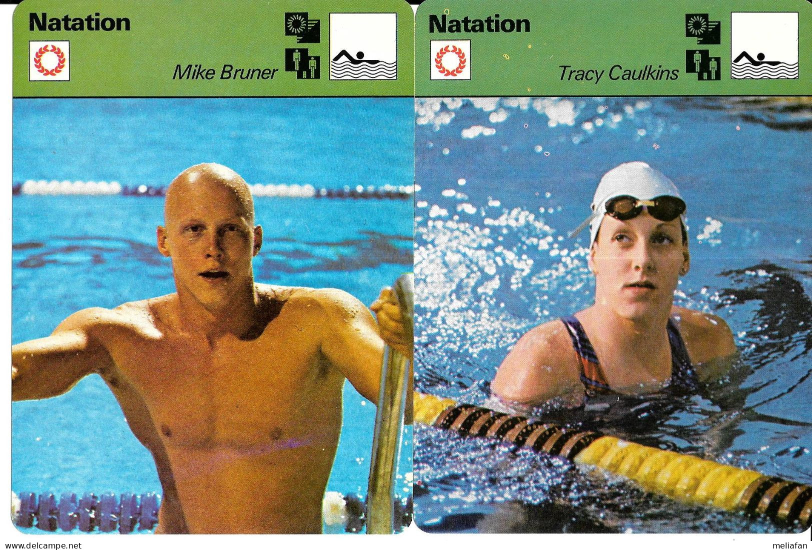 GF1925 - FICHES RENCONTRE - TRACY CAULKINS - MIKE BRUNER - LINDA JEZEK - CYNTHIA WOODHEAD - Natation