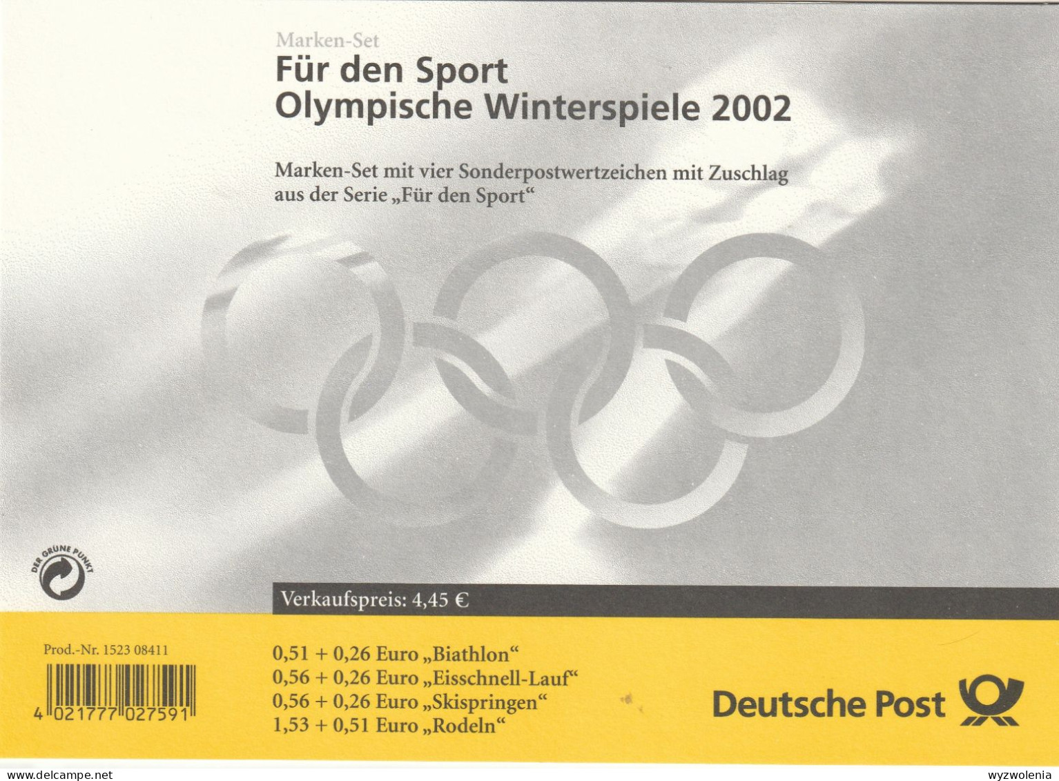 H 1049) BRD 2002 Mi# 2237-2240 In MH 47 *: Olympische Winterspiele Salt Lake City - Winter 2002: Salt Lake City