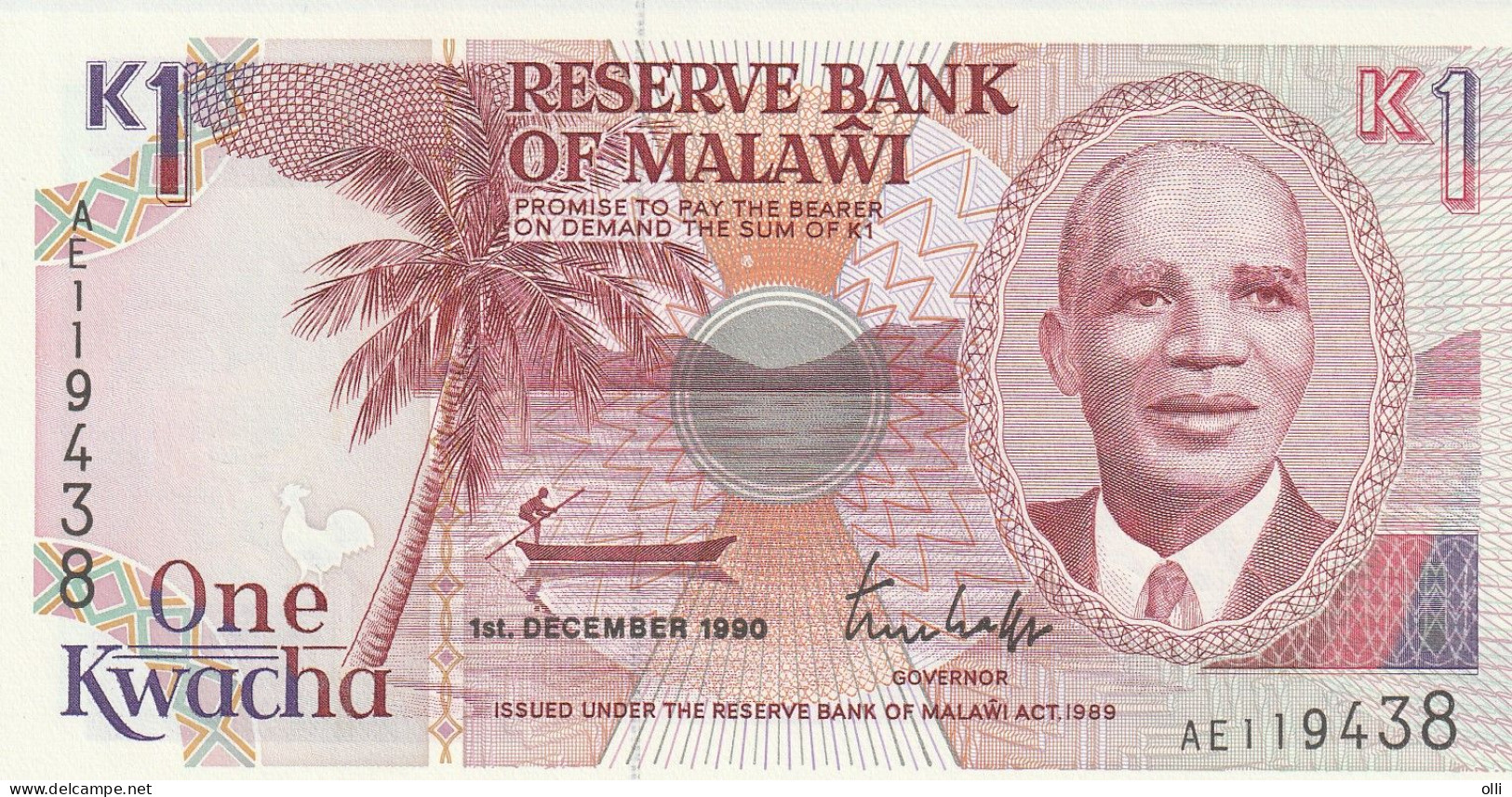 Malawi 1 Kwacha 1990 P-23a UNC - Malawi