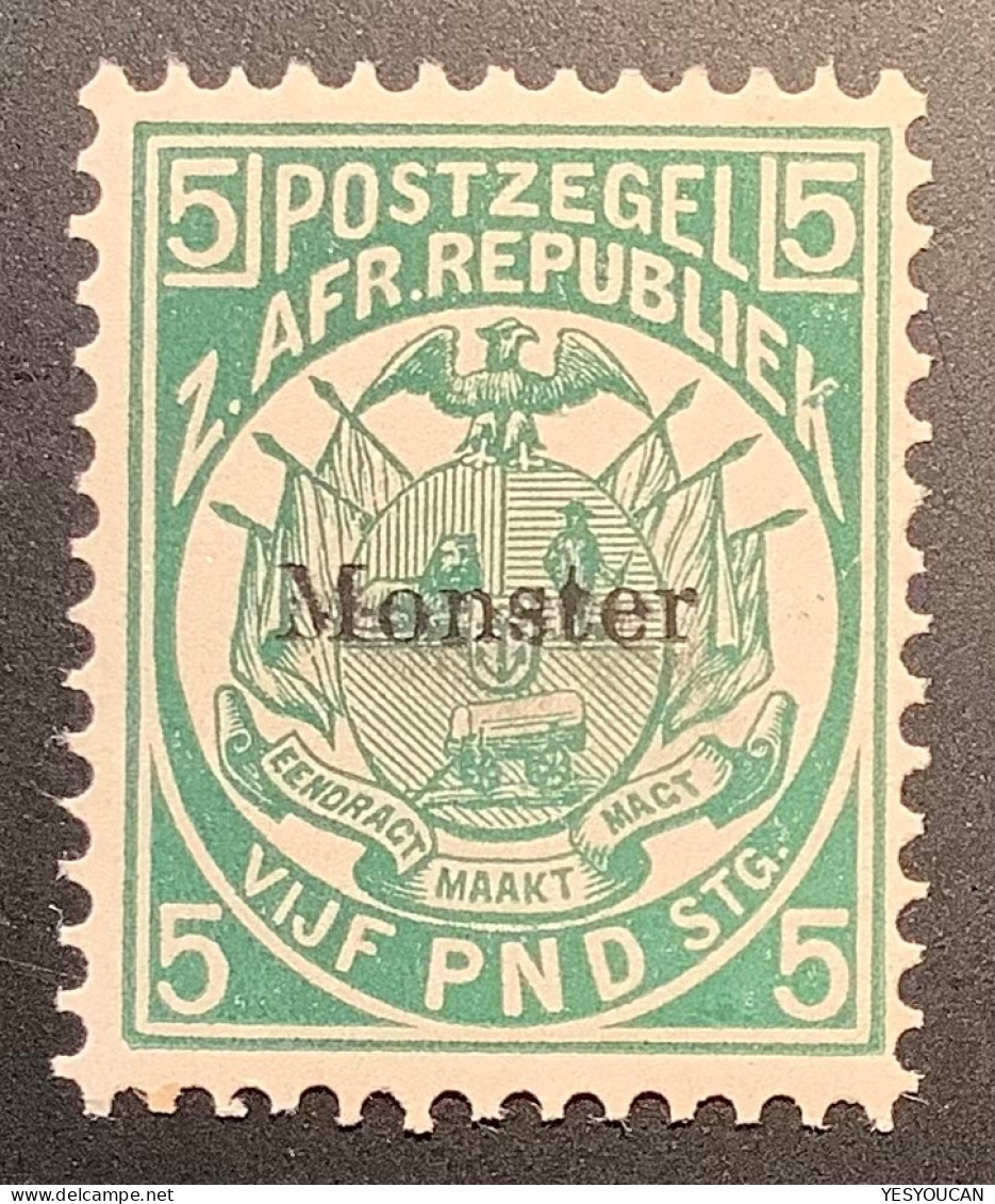 Transvaal 1885-93 Original 5 Pound Deep Green MONSTER SPECIMEN XF MNH** SG 187    (BPA Cert South Africa - Transvaal (1870-1909)