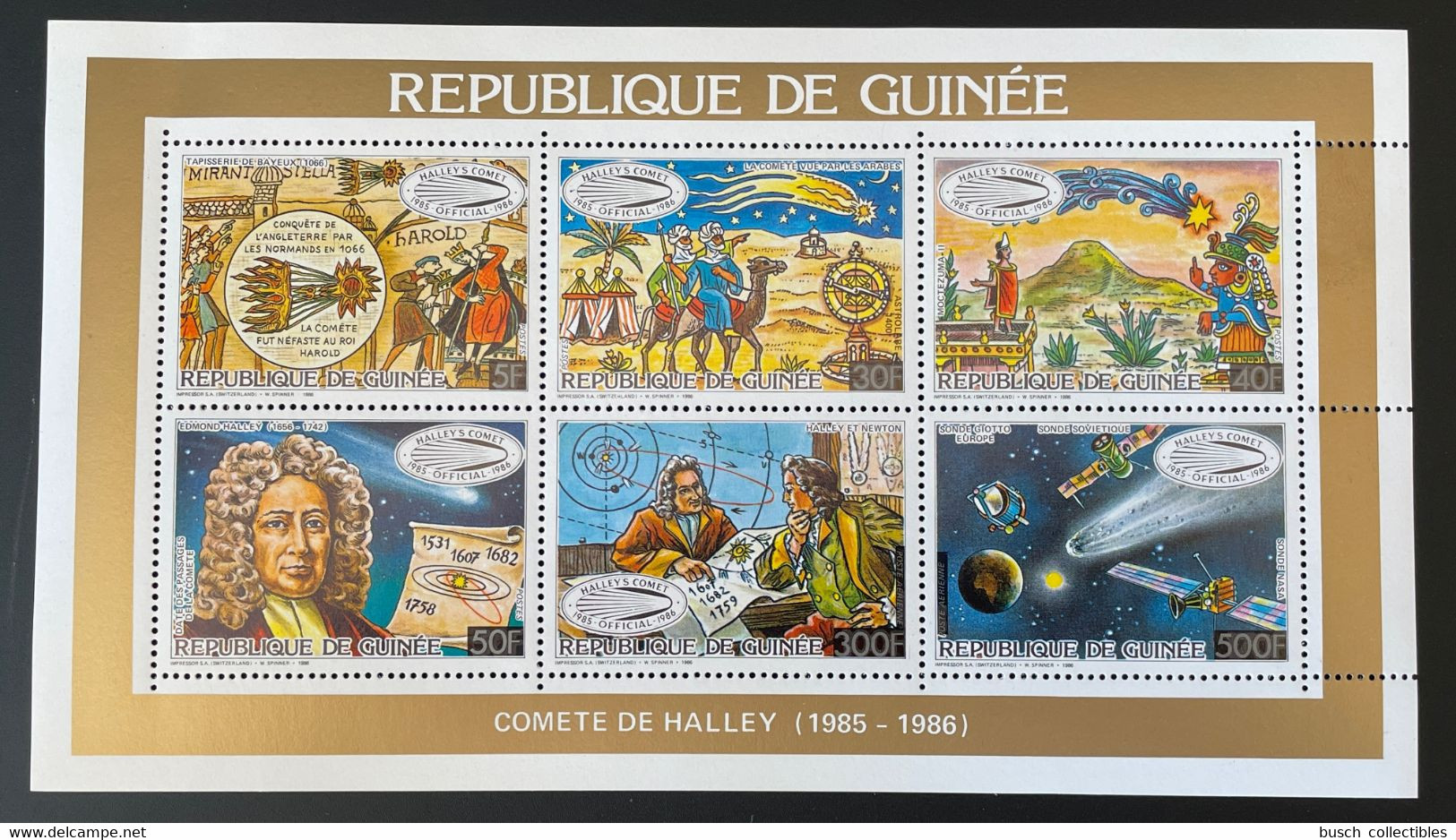 Guinée Guinea 1986 Mi. 1106A 1111A Feuillet Collectif Klb. Sheetlet Space Espace Halley Comet Comète Halleyscher Komet - República De Guinea (1958-...)