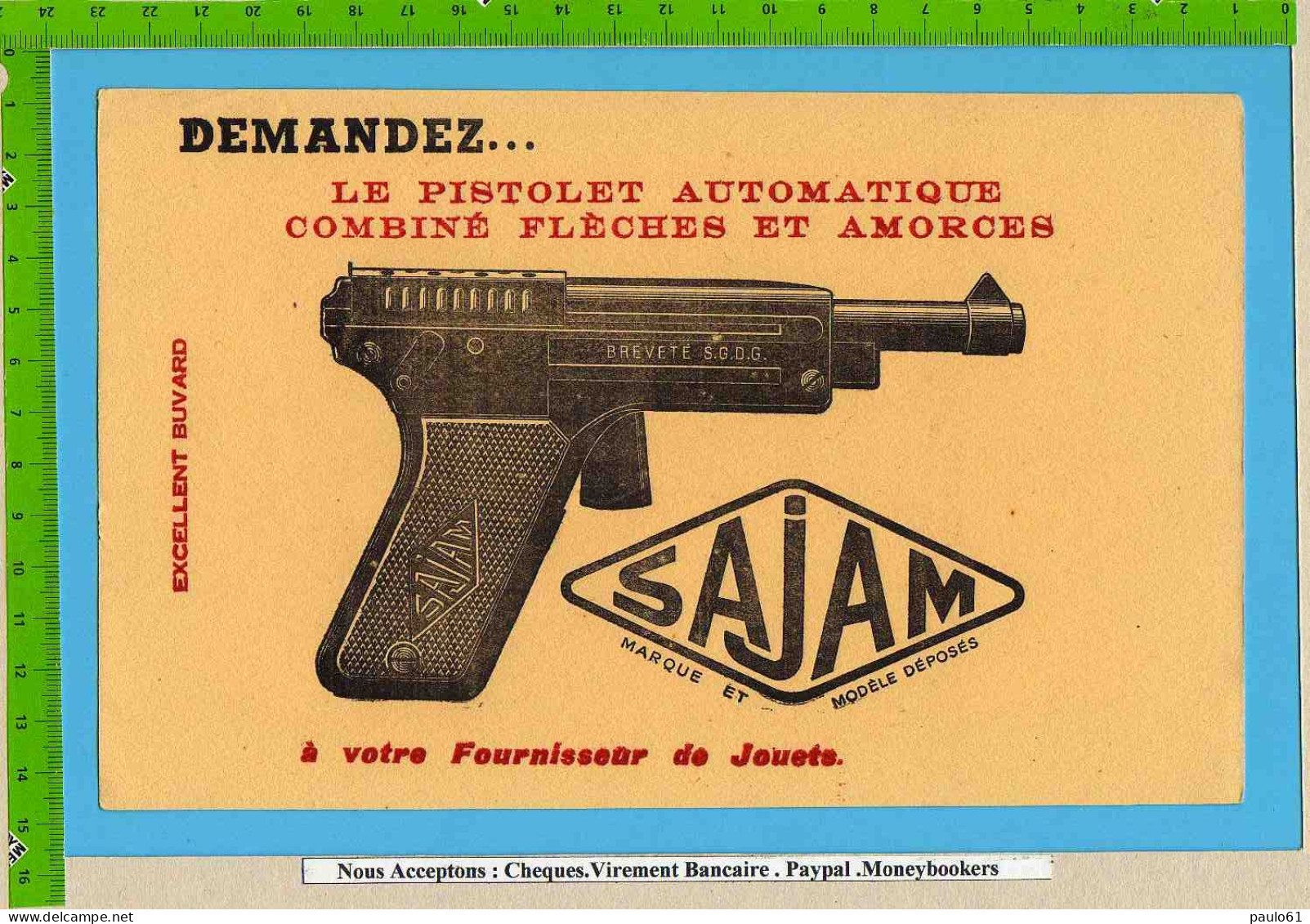 BUVARD : Le Pistolet Automatique Combiné Fleches  SAJAM Votre Fournisseur De Jouets - Bambini