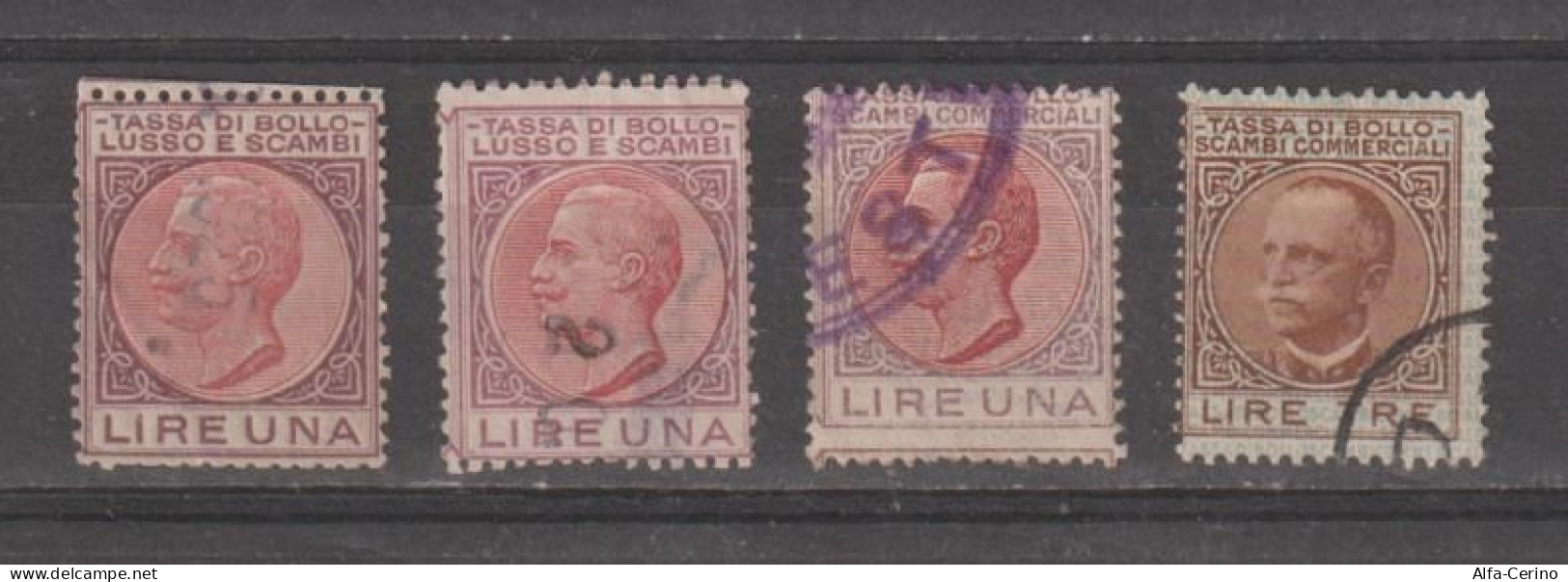 REGNO:  1900/44  VITTORIO  EMAN. III°  -  TASSA  DI  BOLLO - LUSSO  E  SCAMBI  -  4  VAL. US. - Revenue Stamps