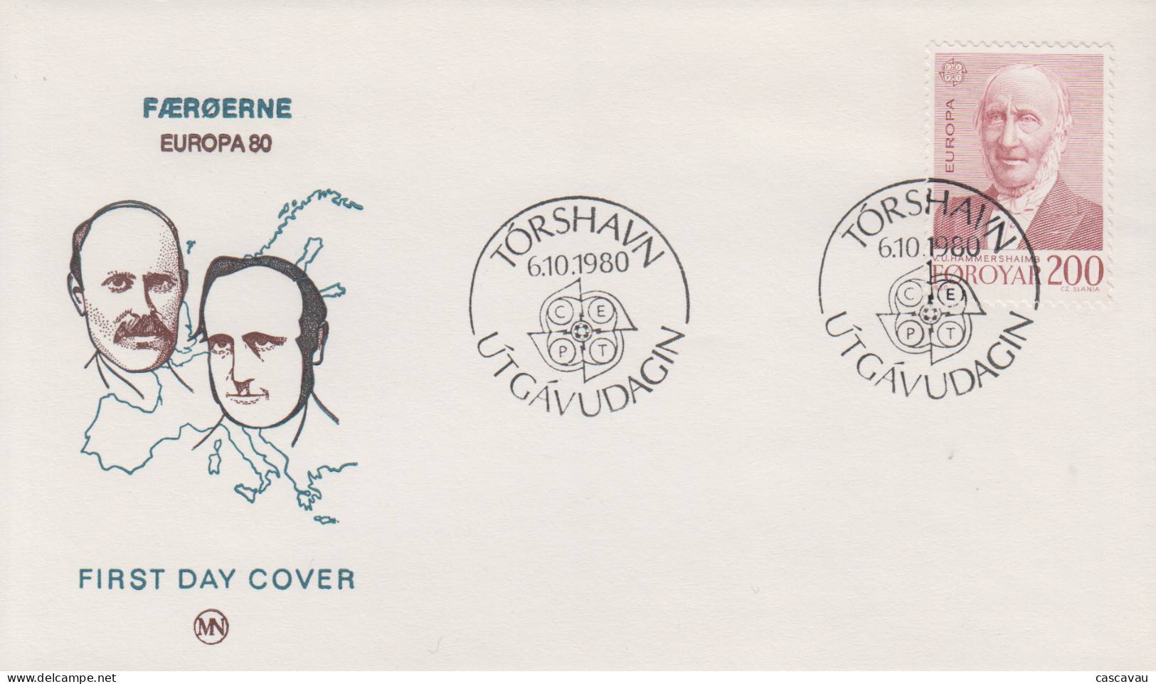 Enveloppe  FDC  1er  Jour   ILES  FEROE    EUROPA    1980 - 1980