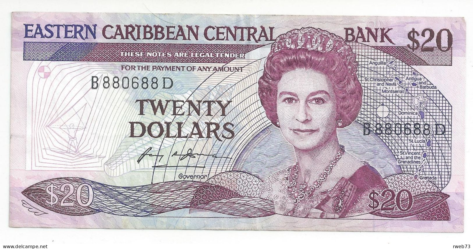 CARAÏBE ORIENTALE - 20 Dollars - 1988 - TB/TTB - East Carribeans
