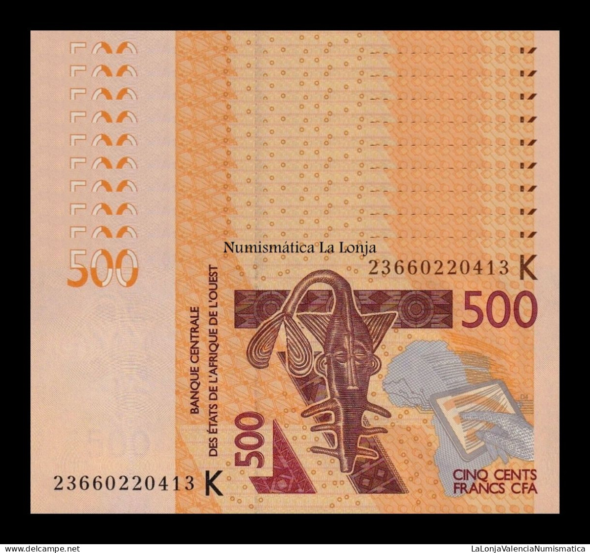 West African St. Senegal Lot 10 Banknotes 500 Francs CFA 2023 Pick 719K New Sc Unc - Senegal